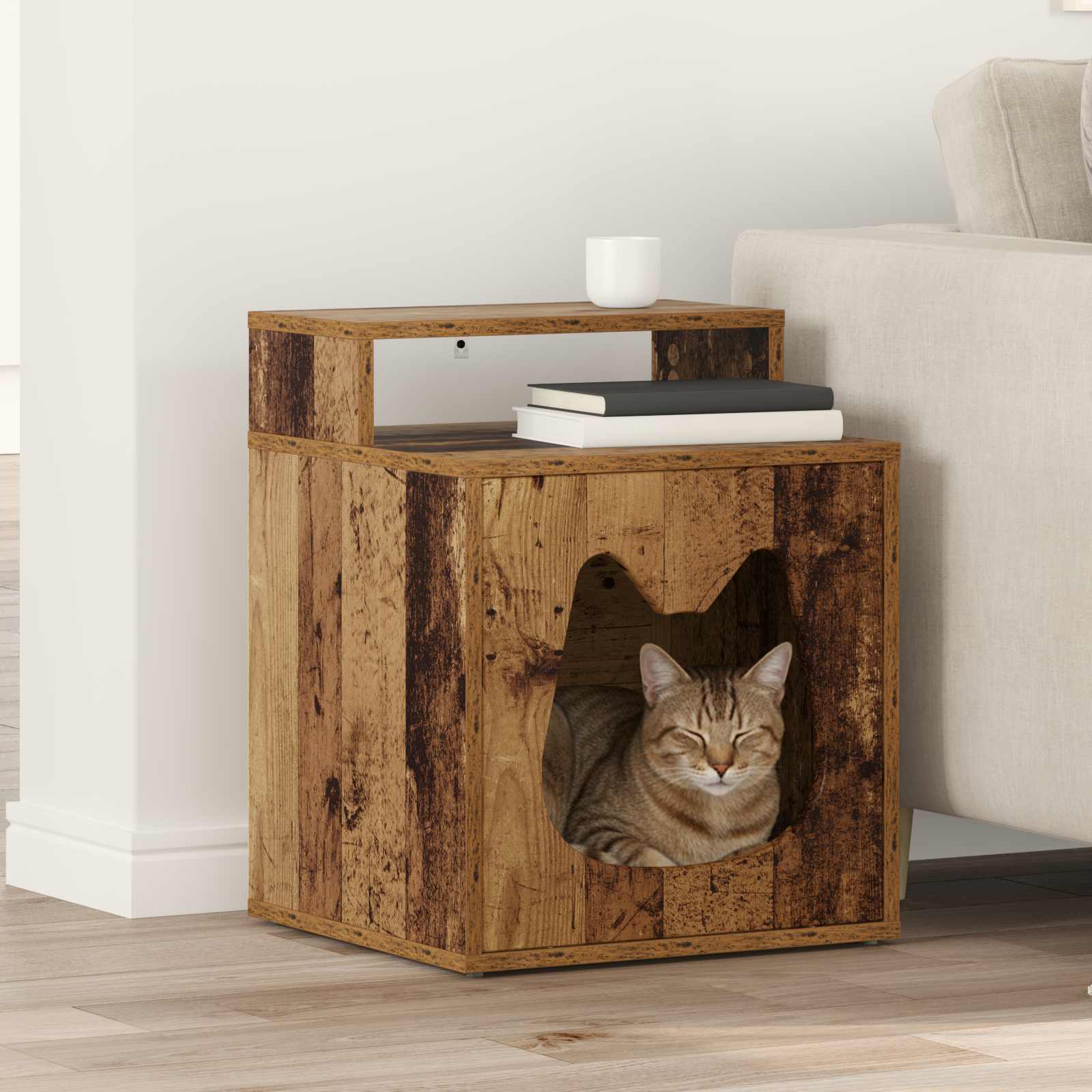 vidaXL Kattenhuis Wit 42,5 x 40 x 52,5 cm Bewerkt hout