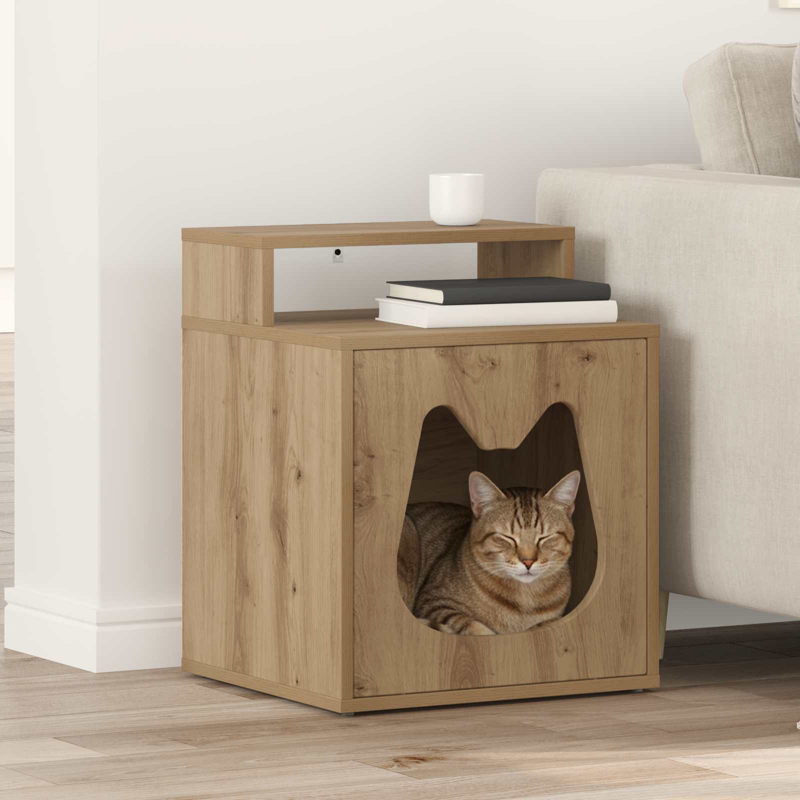 vidaXL Kattenhuis Wit 42,5 x 40 x 52,5 cm Bewerkt hout