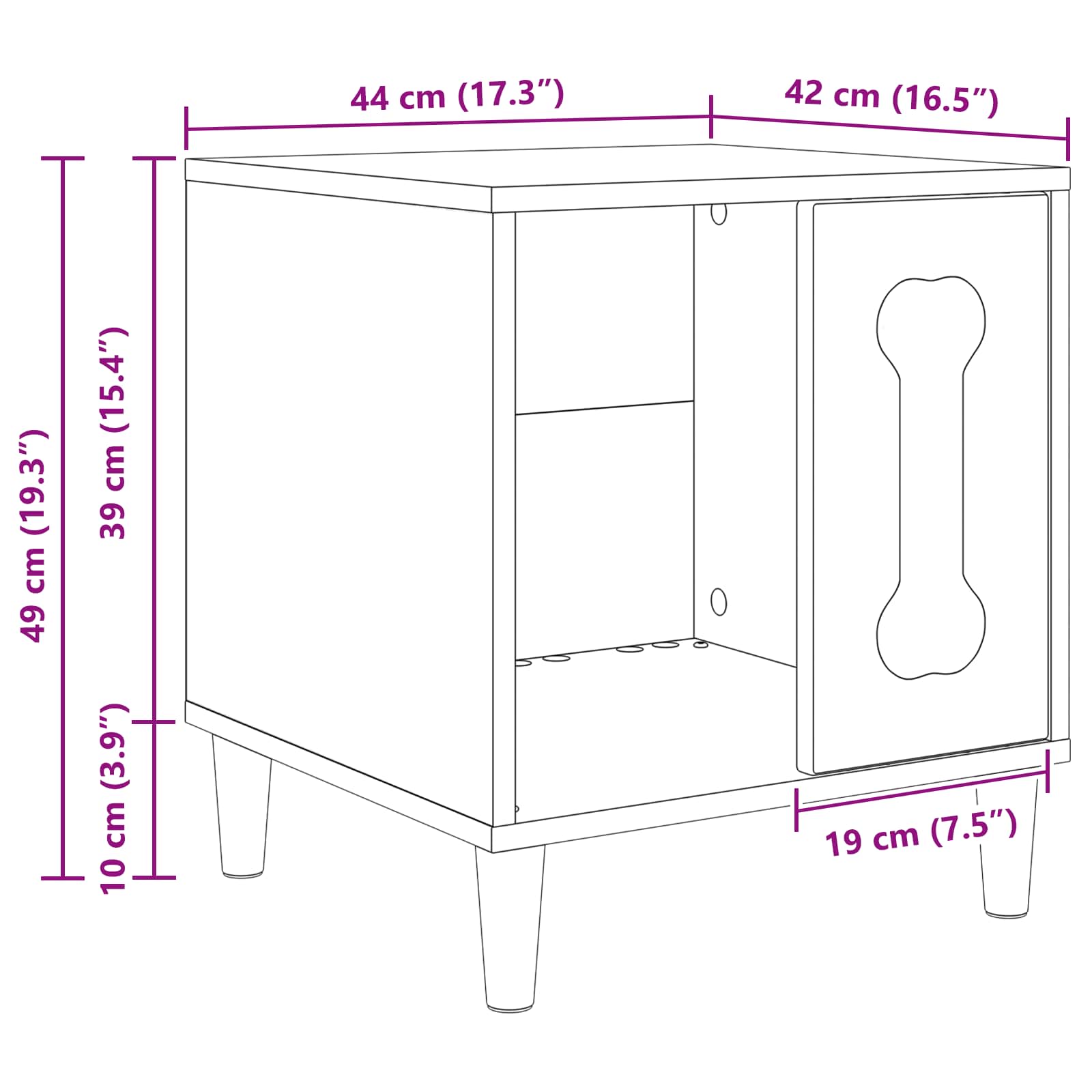 vidaXL Hondenhuis Wit 44 x 42 x 49 cm Bewerkt hout