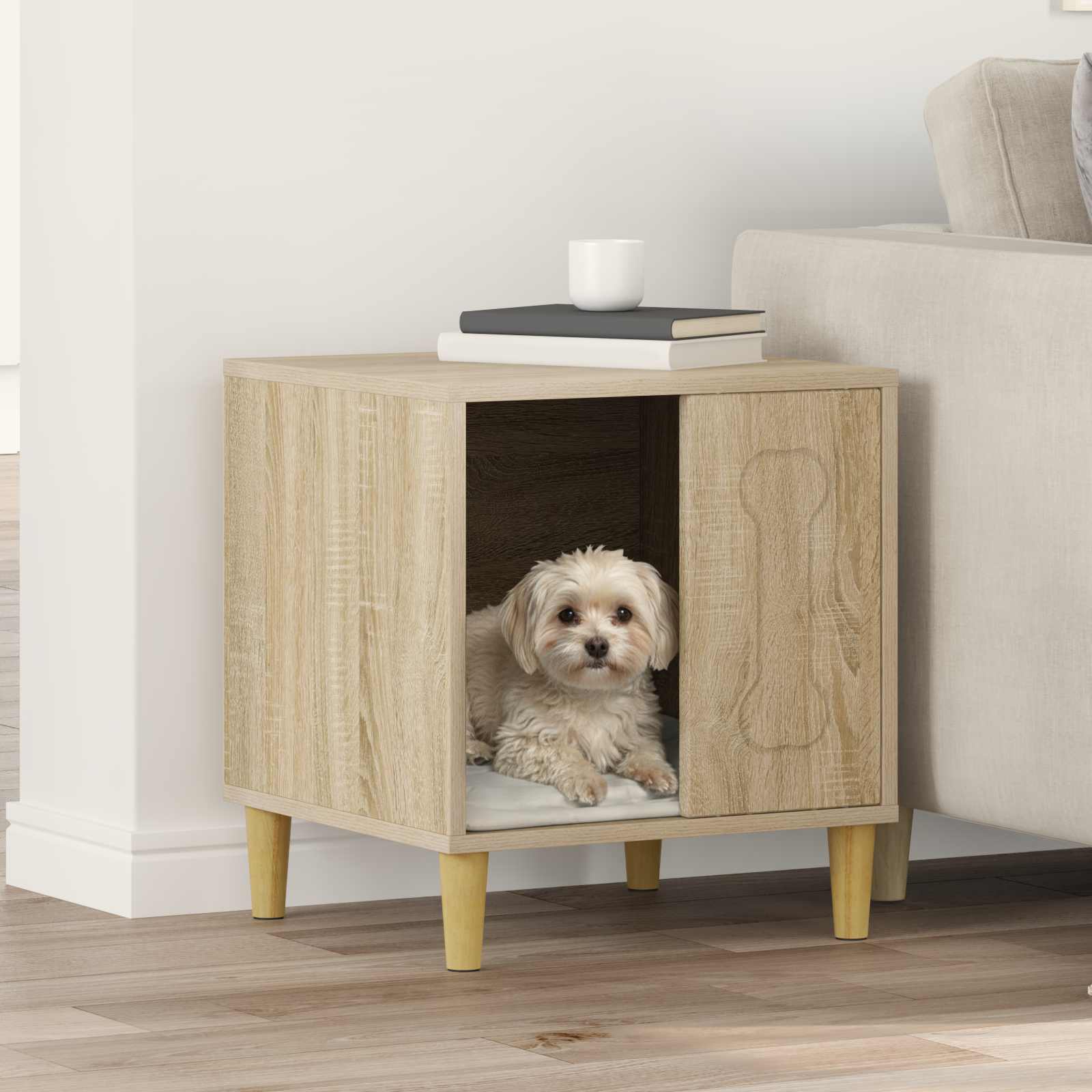 vidaXL Hondenhuis Wit 44 x 42 x 49 cm Bewerkt hout