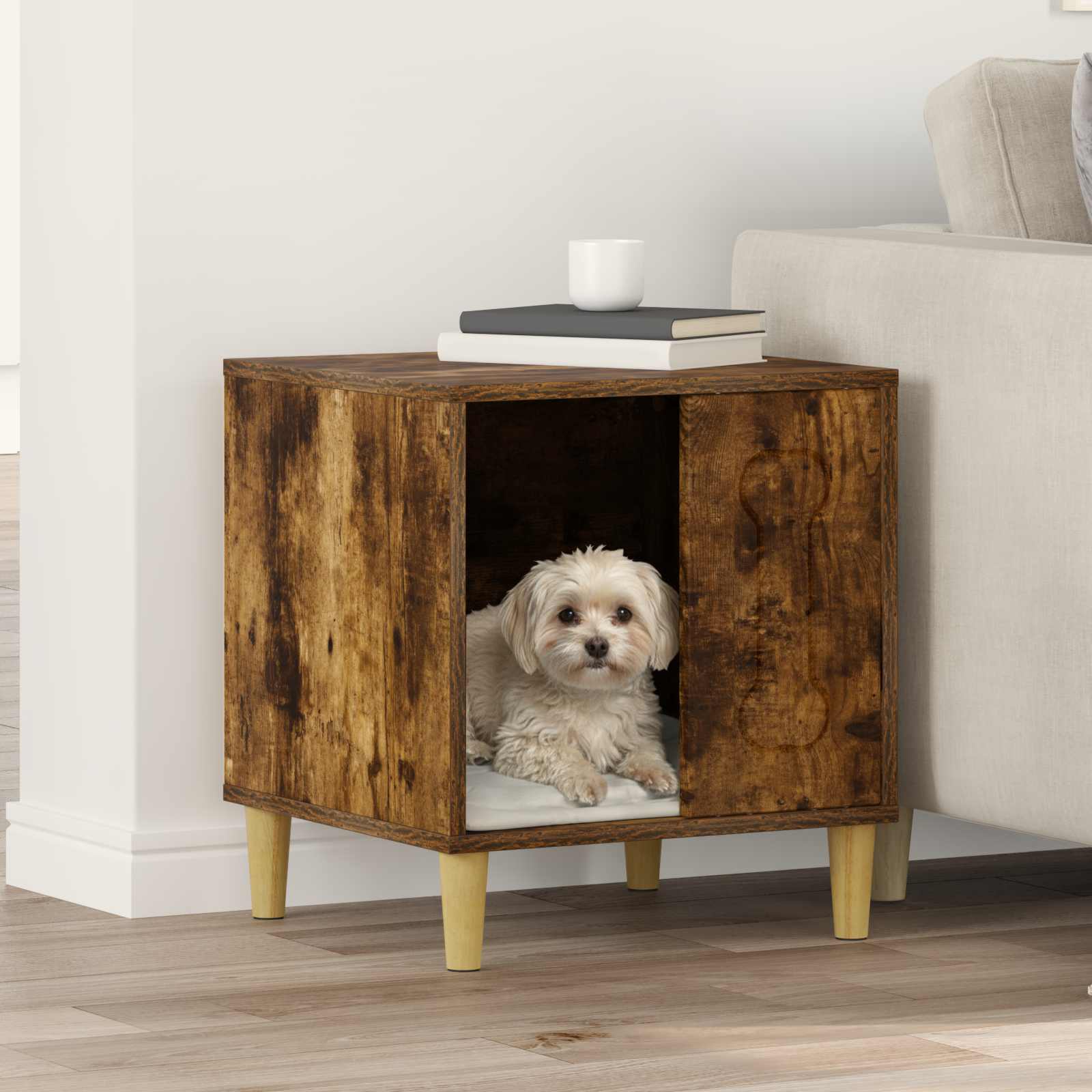vidaXL Hondenhuis Wit 44 x 42 x 49 cm Bewerkt hout