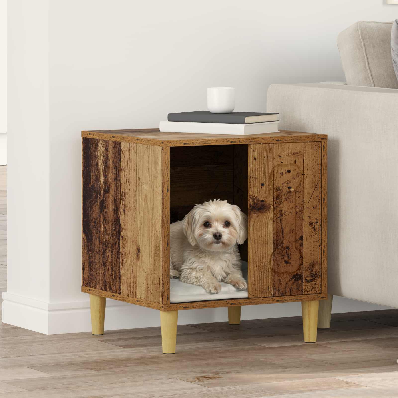 vidaXL Hondenhuis Wit 44 x 42 x 49 cm Bewerkt hout