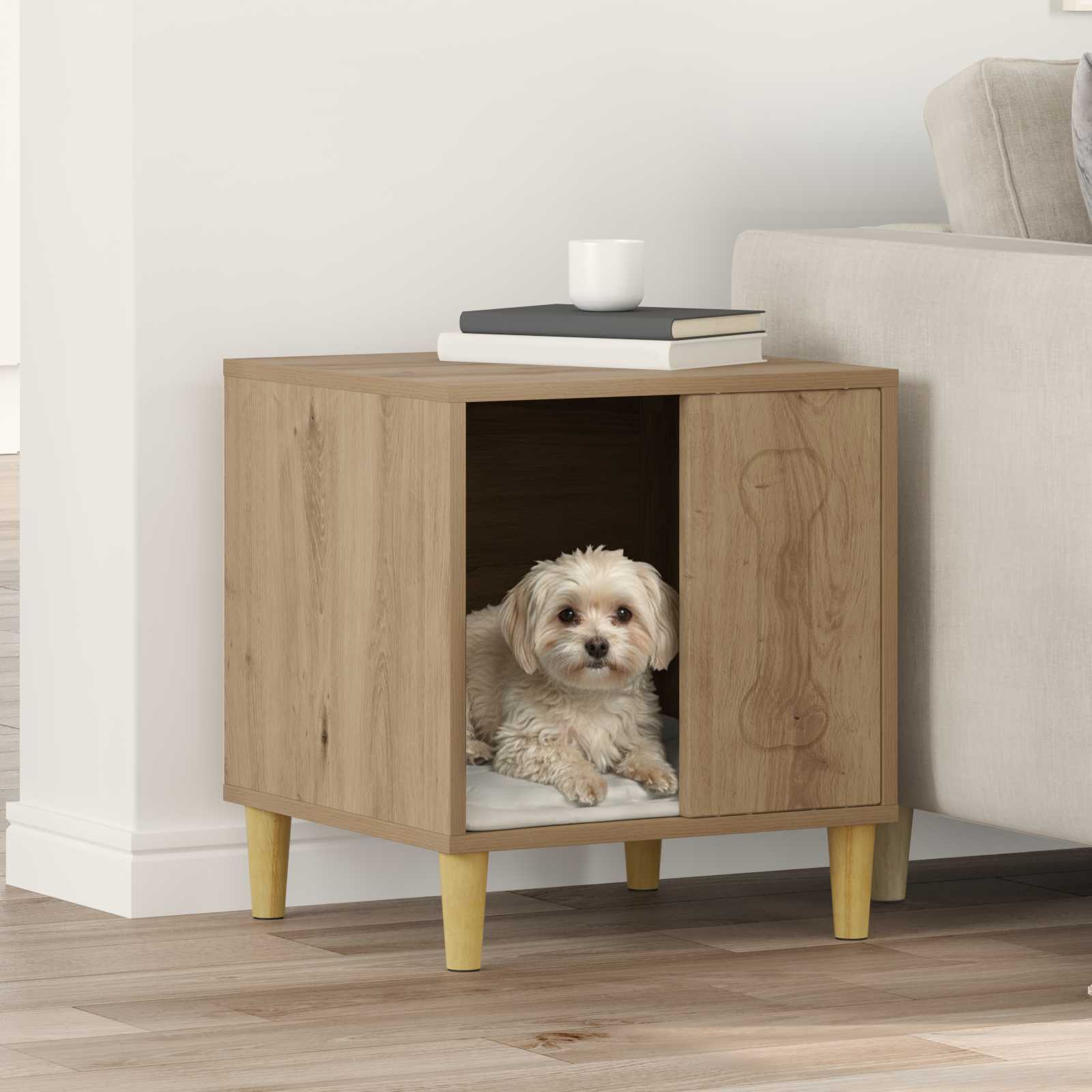 vidaXL Hondenhuis Wit 44 x 42 x 49 cm Bewerkt hout