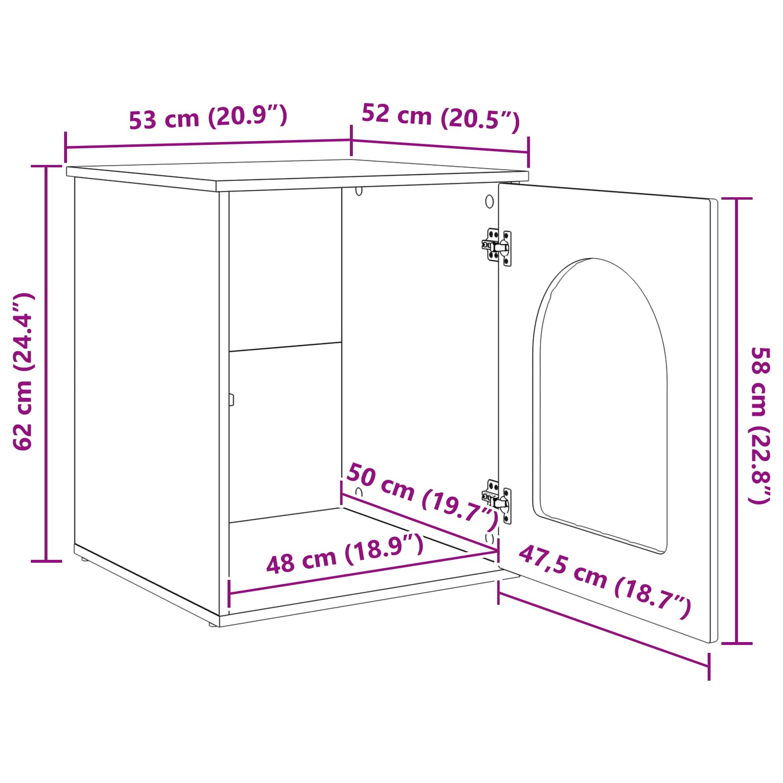 vidaXL Kattenhuis Wit 53 x 52 x 60 cm Bewerkt hout