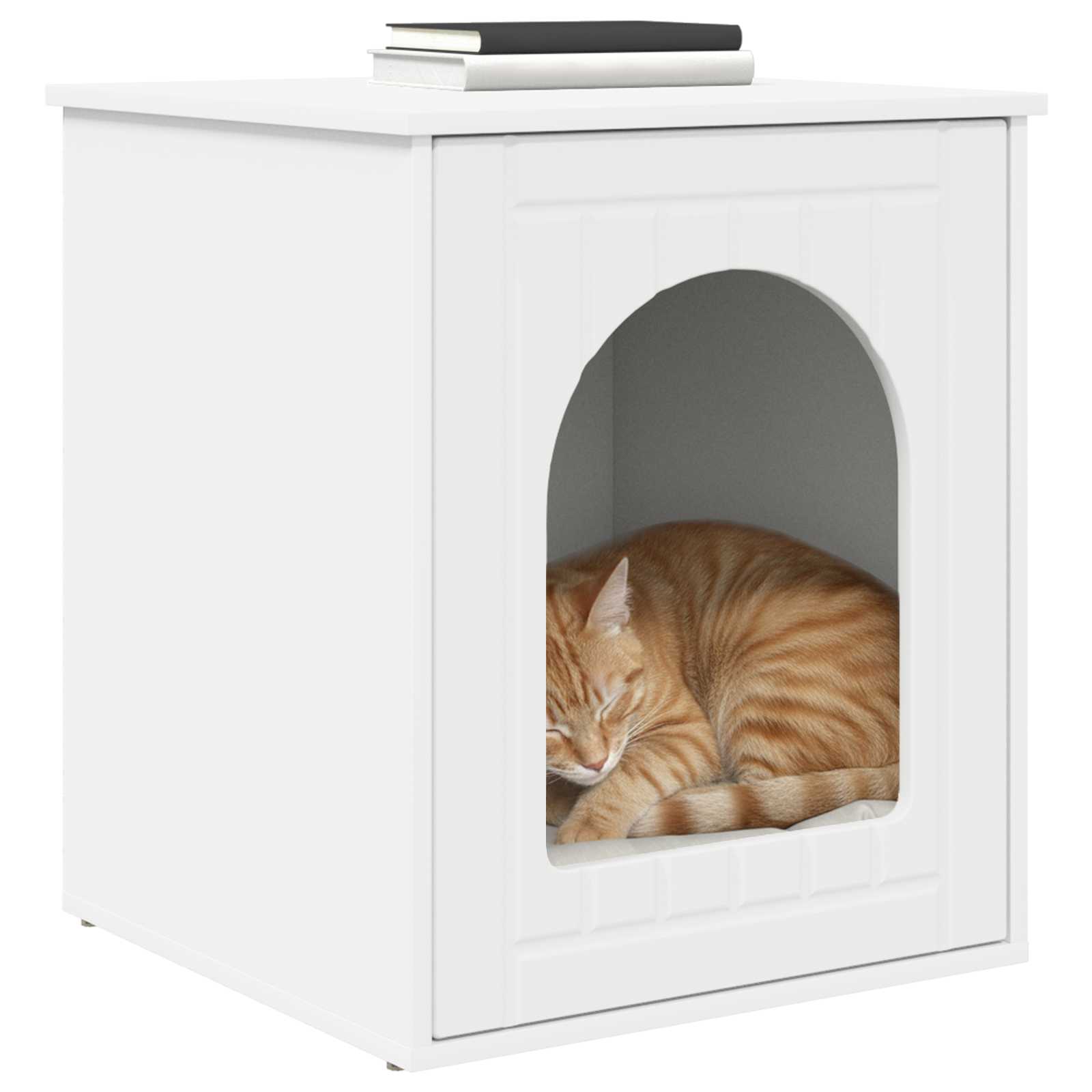 vidaXL Kattenhuis Wit 53 x 52 x 60 cm Bewerkt hout