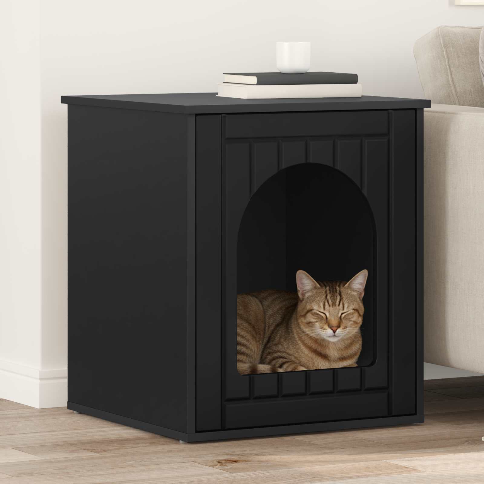 vidaXL Kattenhuis Wit 53 x 52 x 60 cm Bewerkt hout