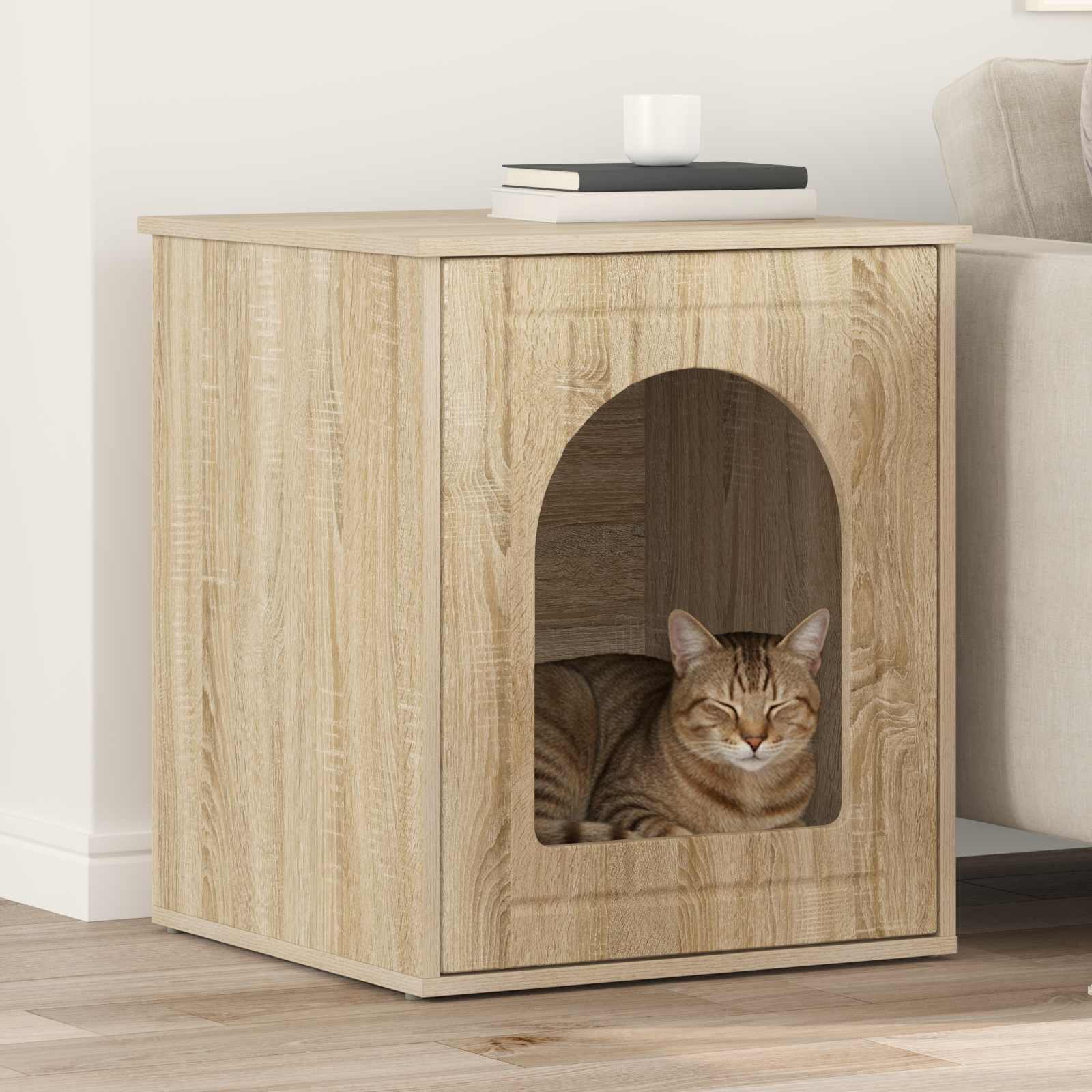 vidaXL Kattenhuis Wit 53 x 52 x 60 cm Bewerkt hout