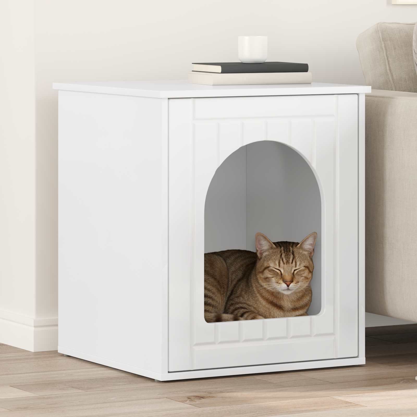 vidaXL Kattenhuis Wit 53 x 52 x 60 cm Bewerkt hout