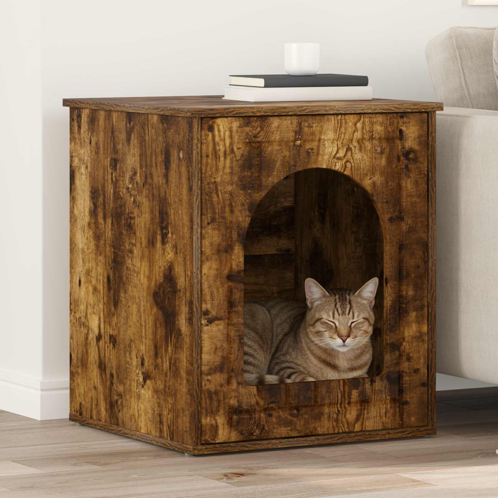 vidaXL Kattenhuis Wit 53 x 52 x 60 cm Bewerkt hout