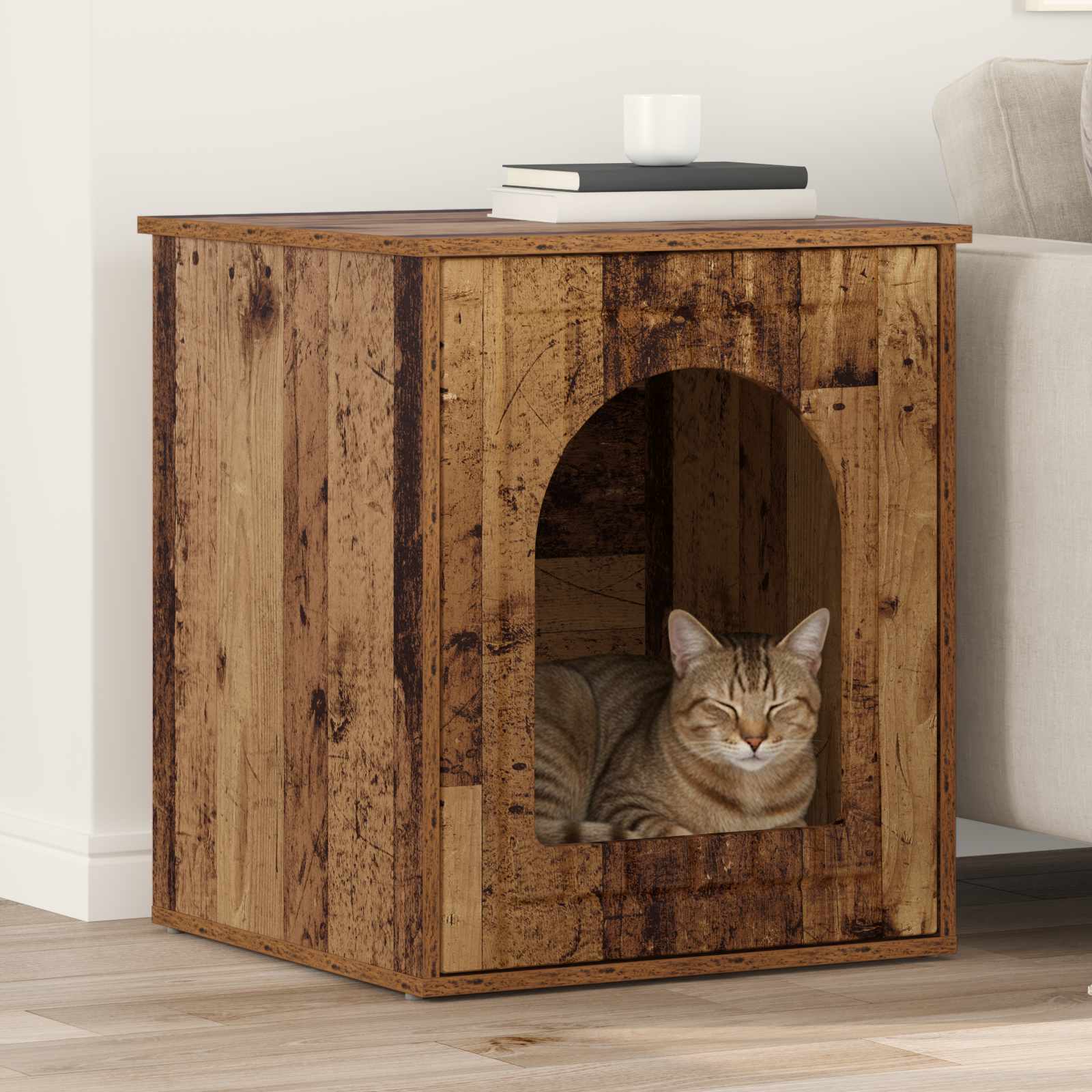 vidaXL Kattenhuis Wit 53 x 52 x 60 cm Bewerkt hout