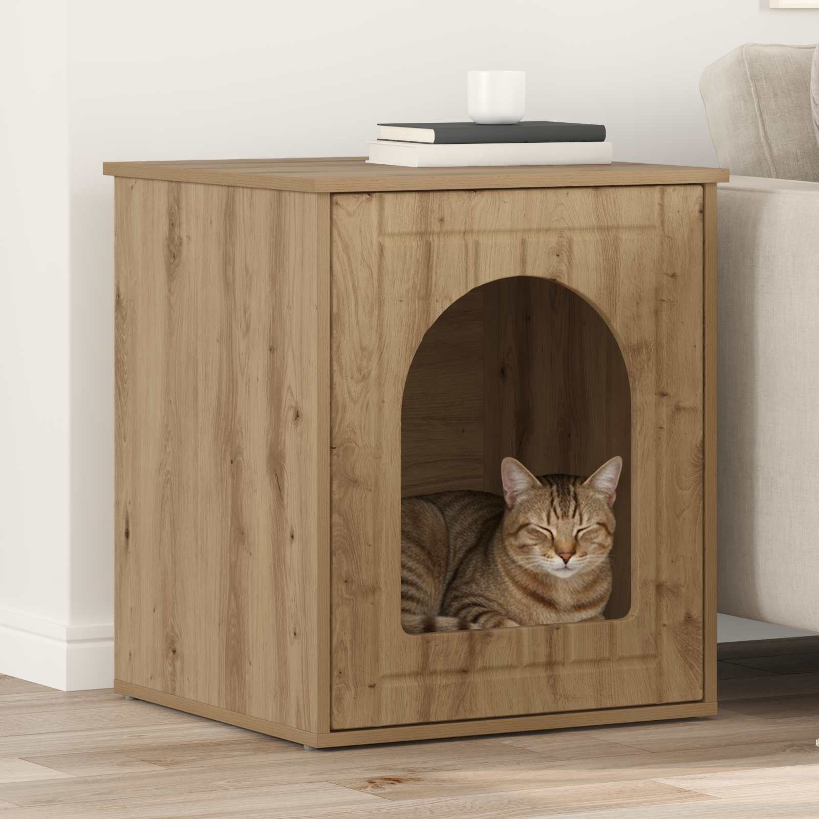vidaXL Kattenhuis Wit 53 x 52 x 60 cm Bewerkt hout