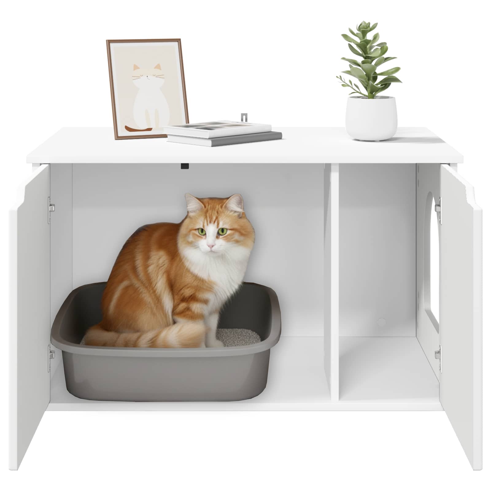 vidaXL Kattenhuis Wit 85 x 55 x 50 cm Bewerkt hout