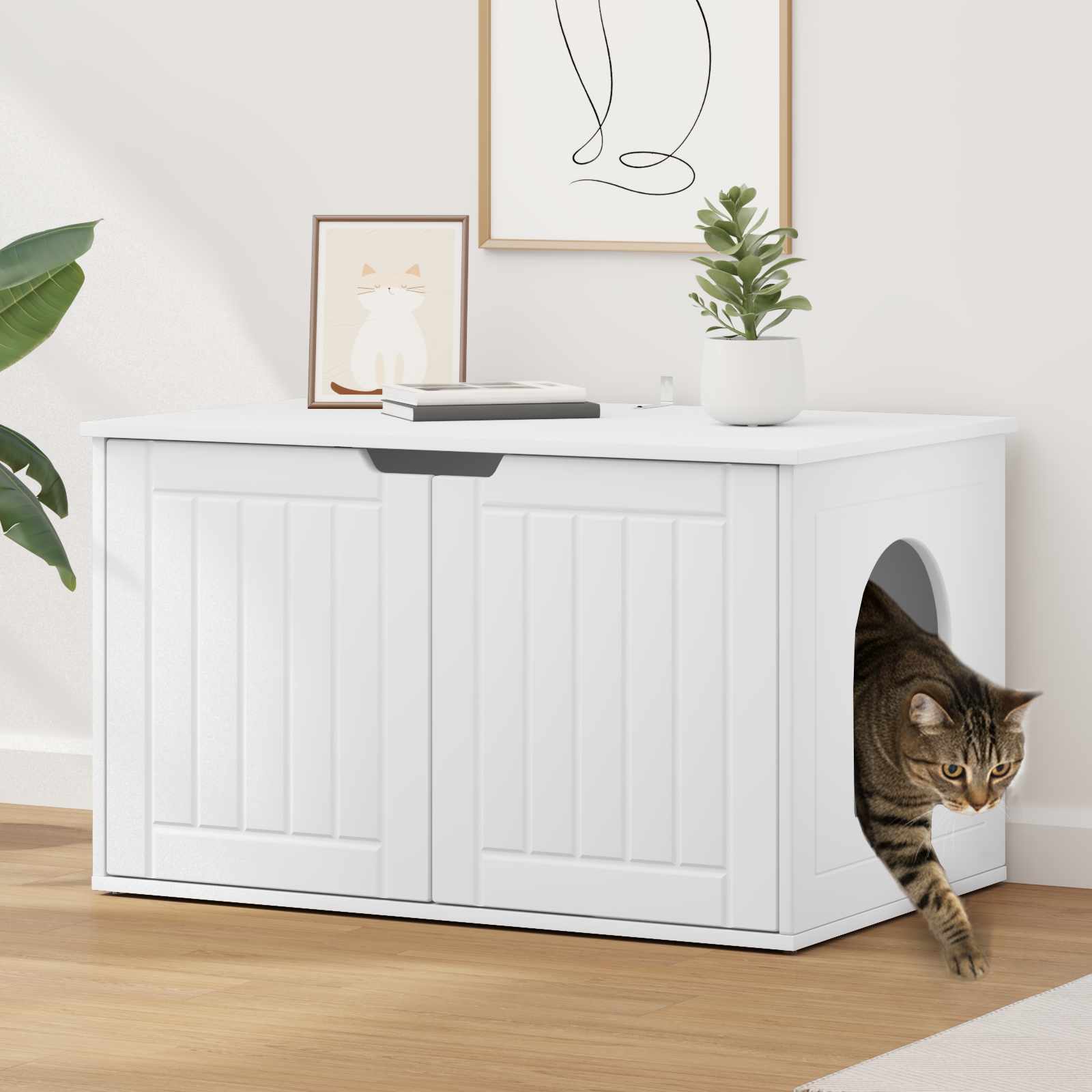 vidaXL Kattenhuis Wit 85 x 55 x 50 cm Bewerkt hout