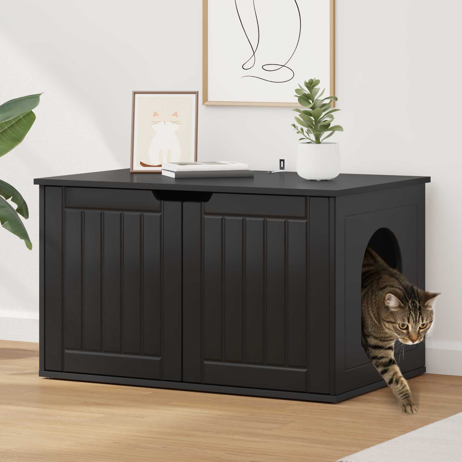 vidaXL Kattenhuis Wit 85 x 55 x 50 cm Bewerkt hout