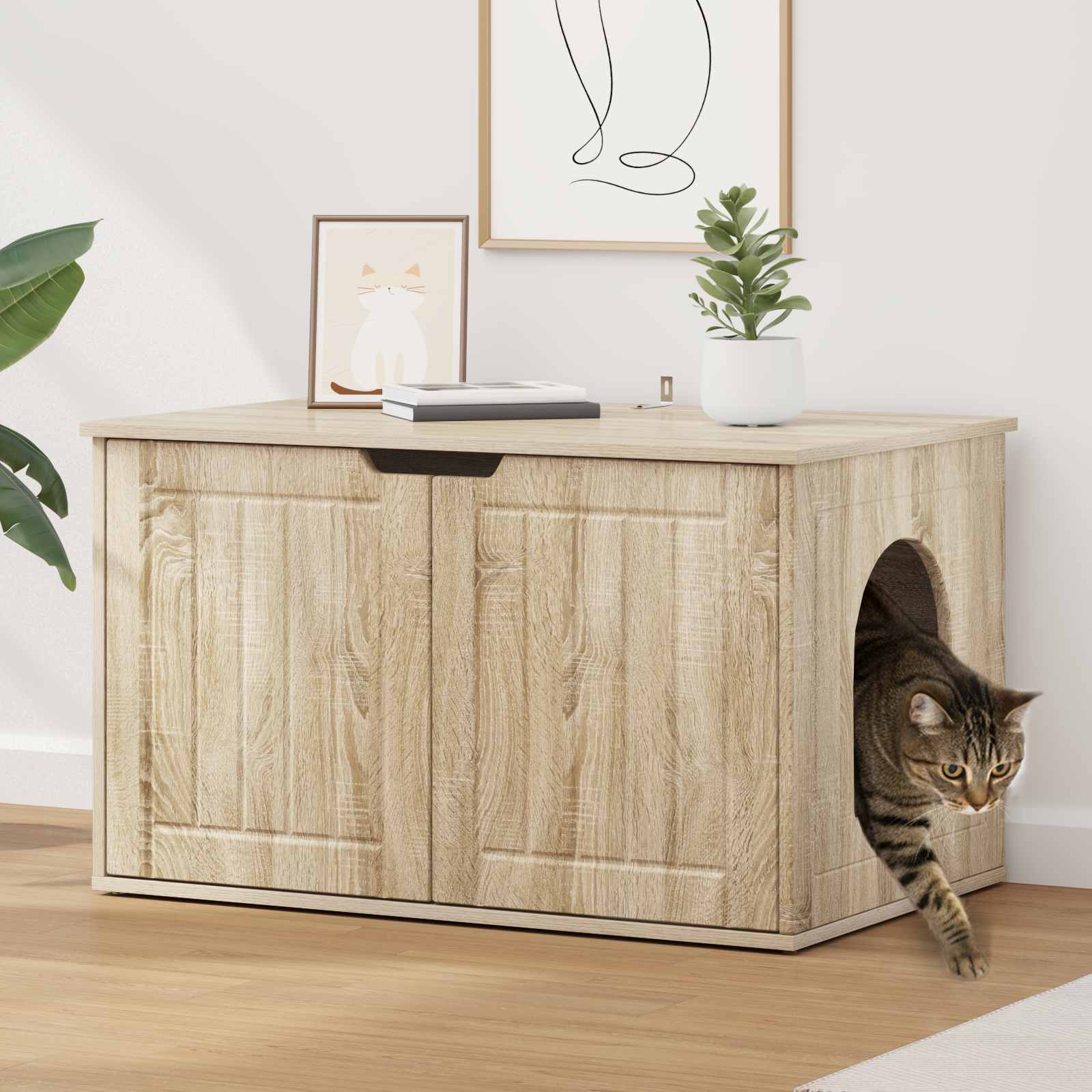 vidaXL Kattenhuis Wit 85 x 55 x 50 cm Bewerkt hout