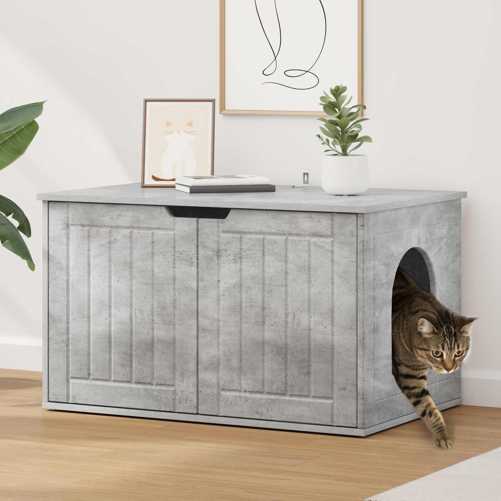 vidaXL Kattenhuis Wit 85 x 55 x 50 cm Bewerkt hout
