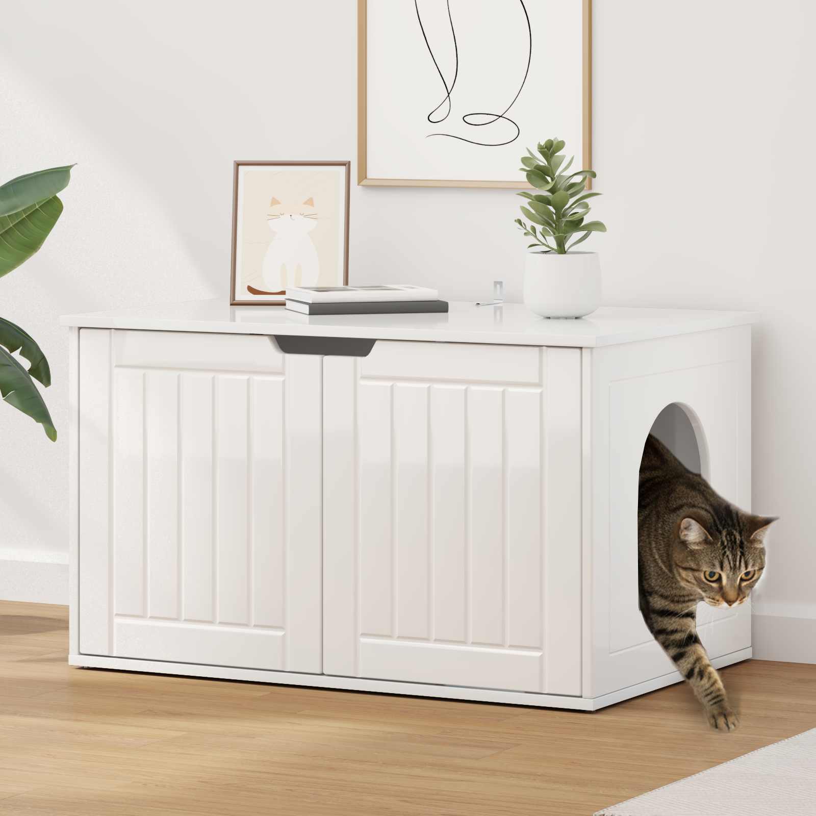 vidaXL Kattenhuis Wit 85 x 55 x 50 cm Bewerkt hout