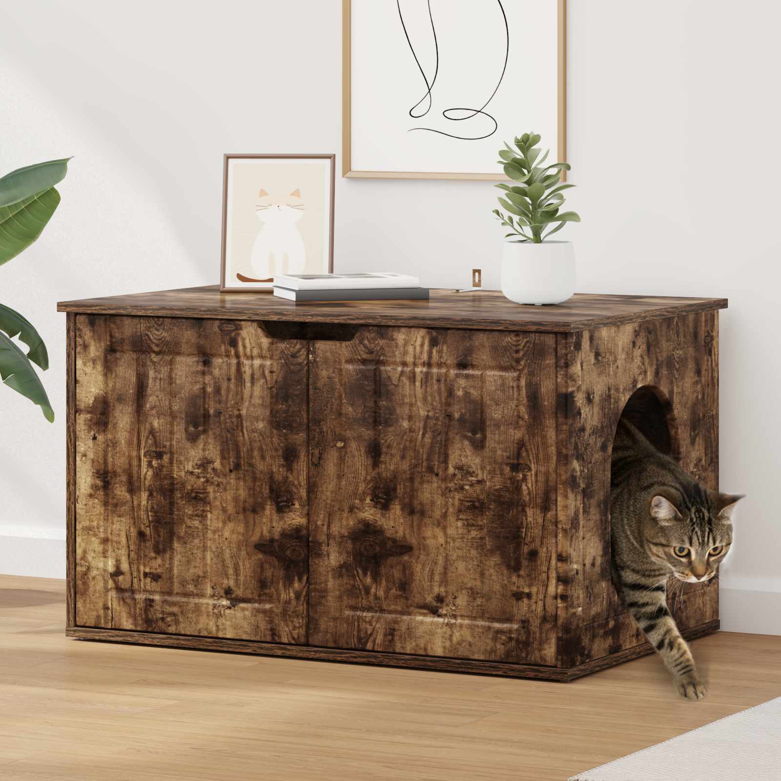 vidaXL Kattenhuis Wit 85 x 55 x 50 cm Bewerkt hout