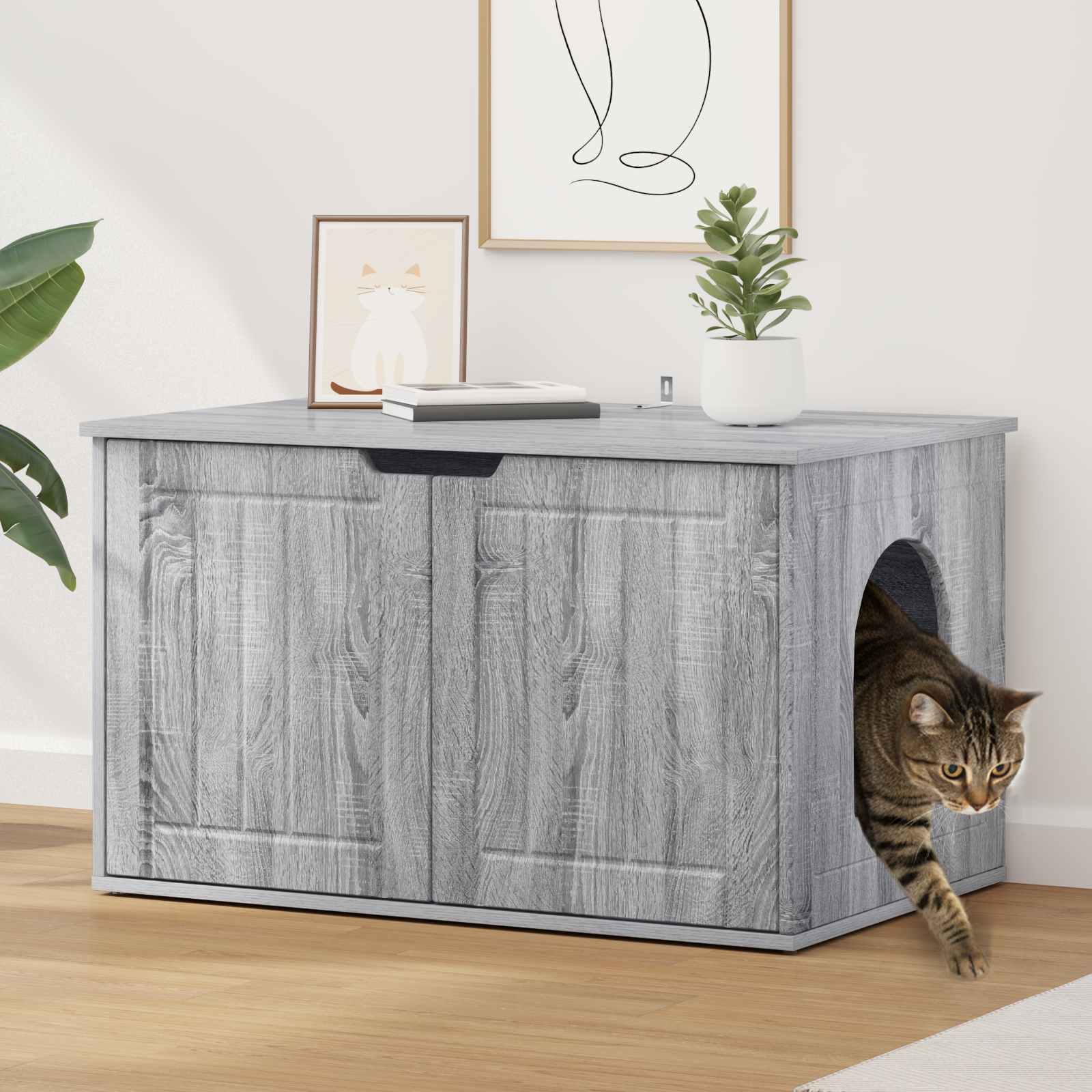 vidaXL Kattenhuis Wit 85 x 55 x 50 cm Bewerkt hout