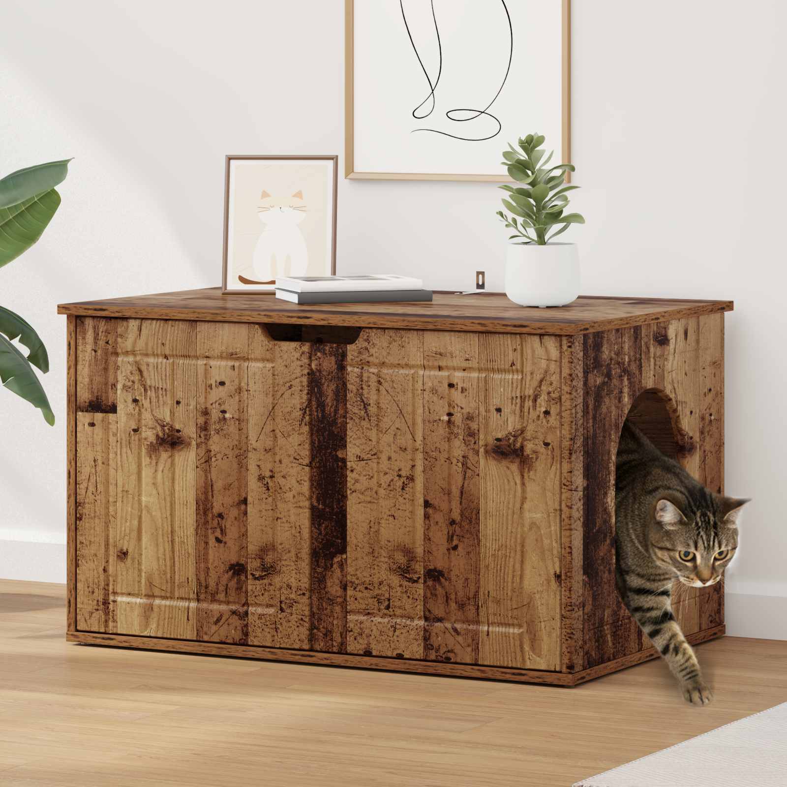 vidaXL Kattenhuis Wit 85 x 55 x 50 cm Bewerkt hout