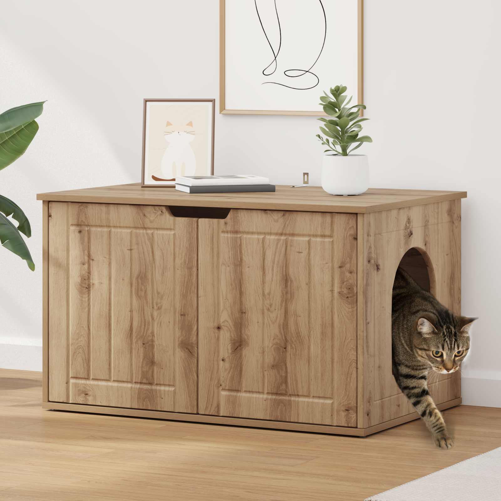 vidaXL Kattenhuis Wit 85 x 55 x 50 cm Bewerkt hout