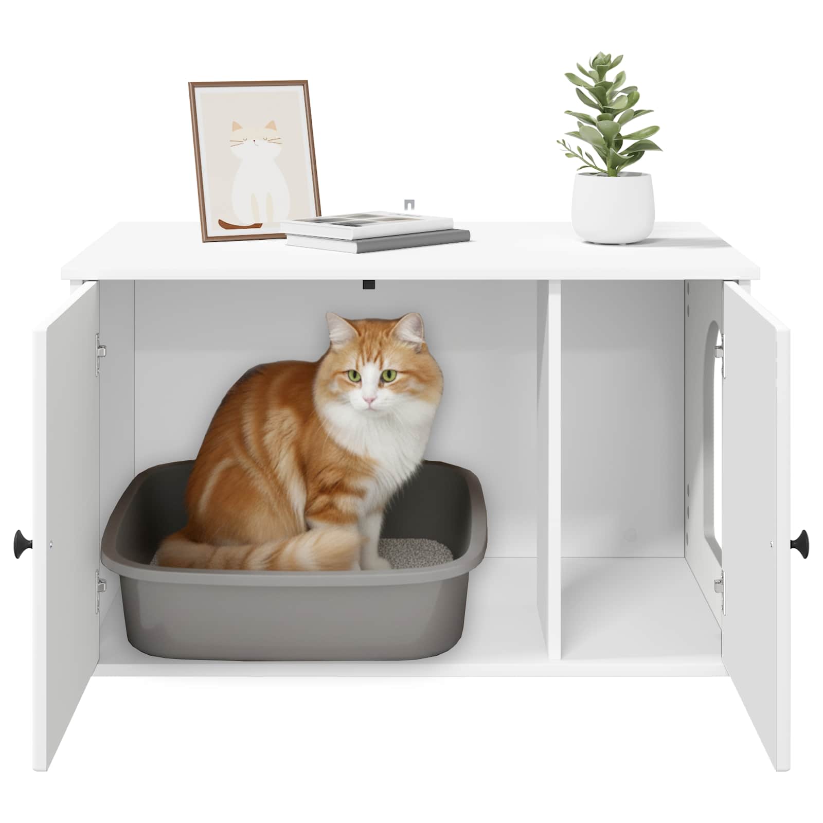 vidaXL Kattenhuis Wit 85 x 55 x 50,5 cm Bewerkt hout