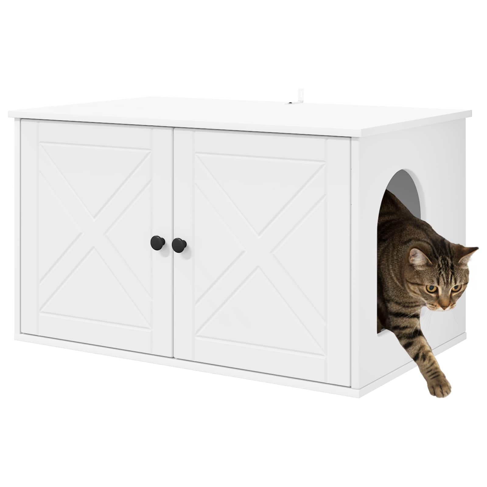 vidaXL Kattenhuis Wit 85 x 55 x 50,5 cm Bewerkt hout