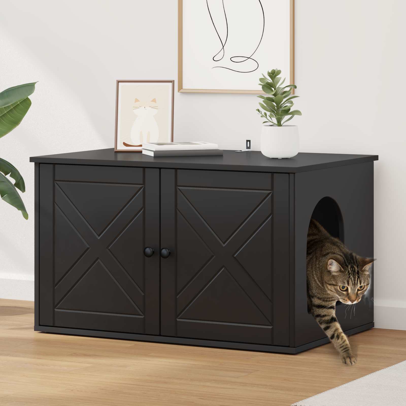 vidaXL Kattenhuis Wit 85 x 55 x 50,5 cm Bewerkt hout