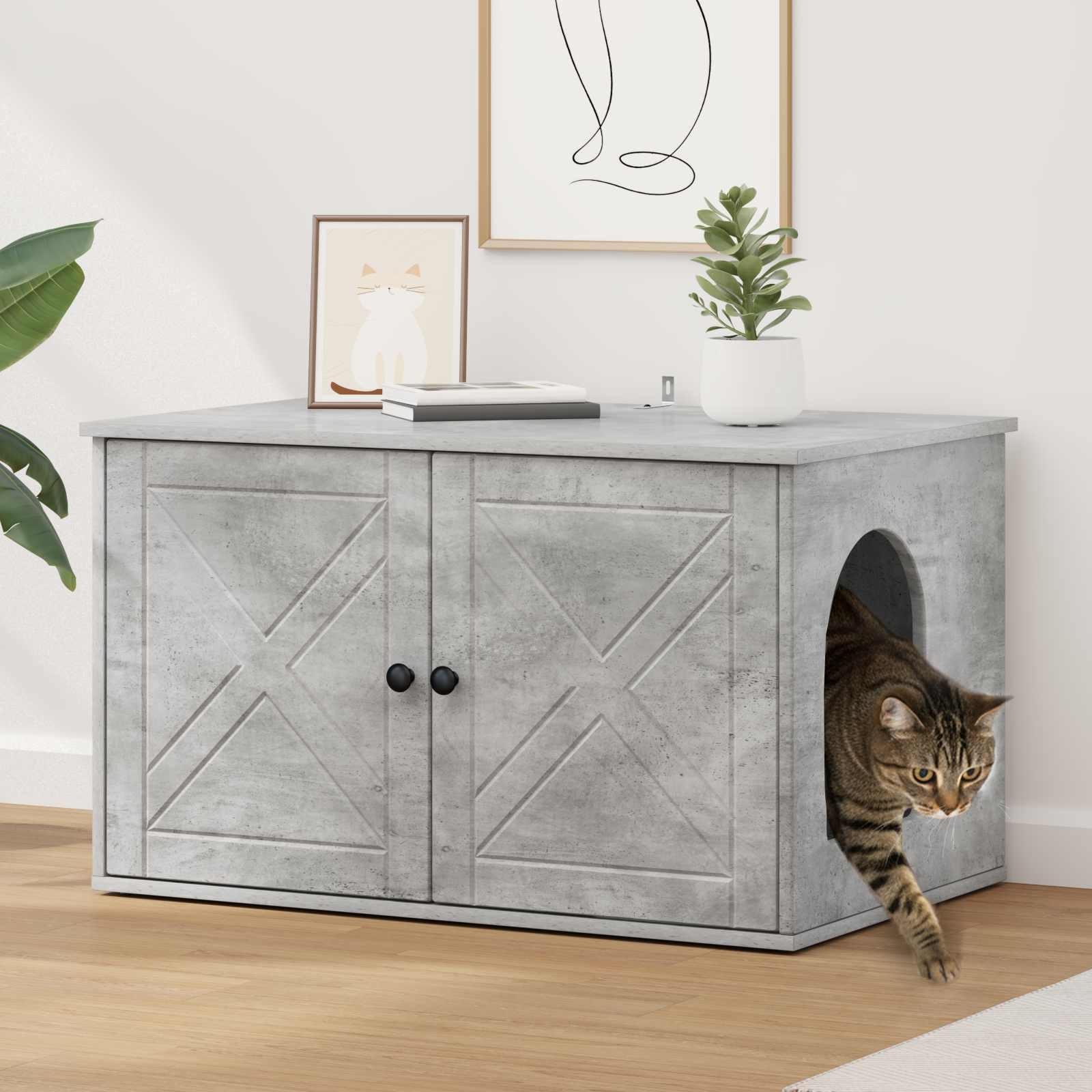 vidaXL Kattenhuis Wit 85 x 55 x 50,5 cm Bewerkt hout