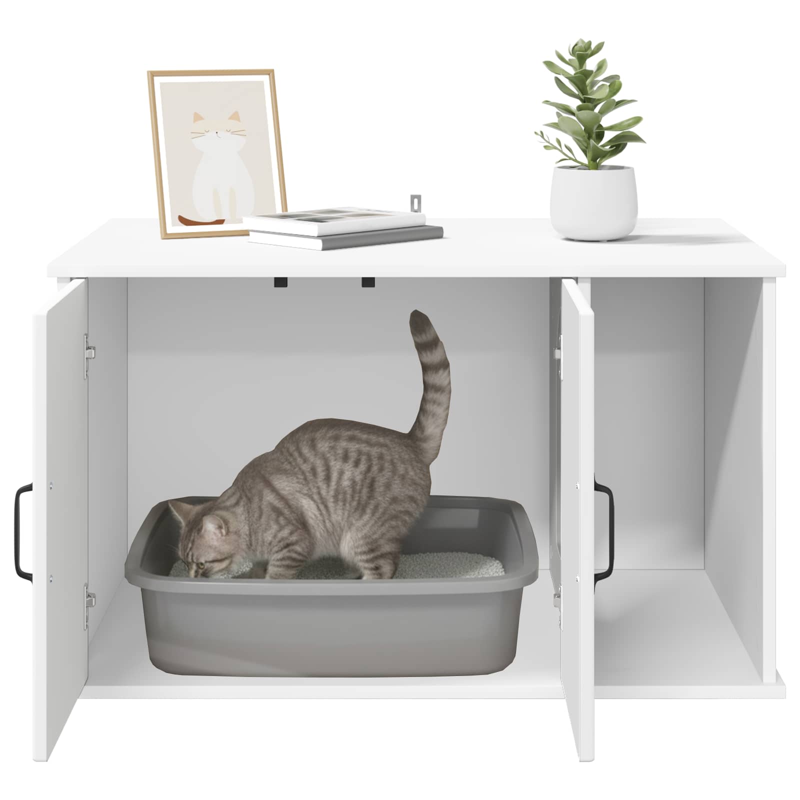 vidaXL Kattenhuis Wit 85 x 55 x 50 cm Bewerkt hout