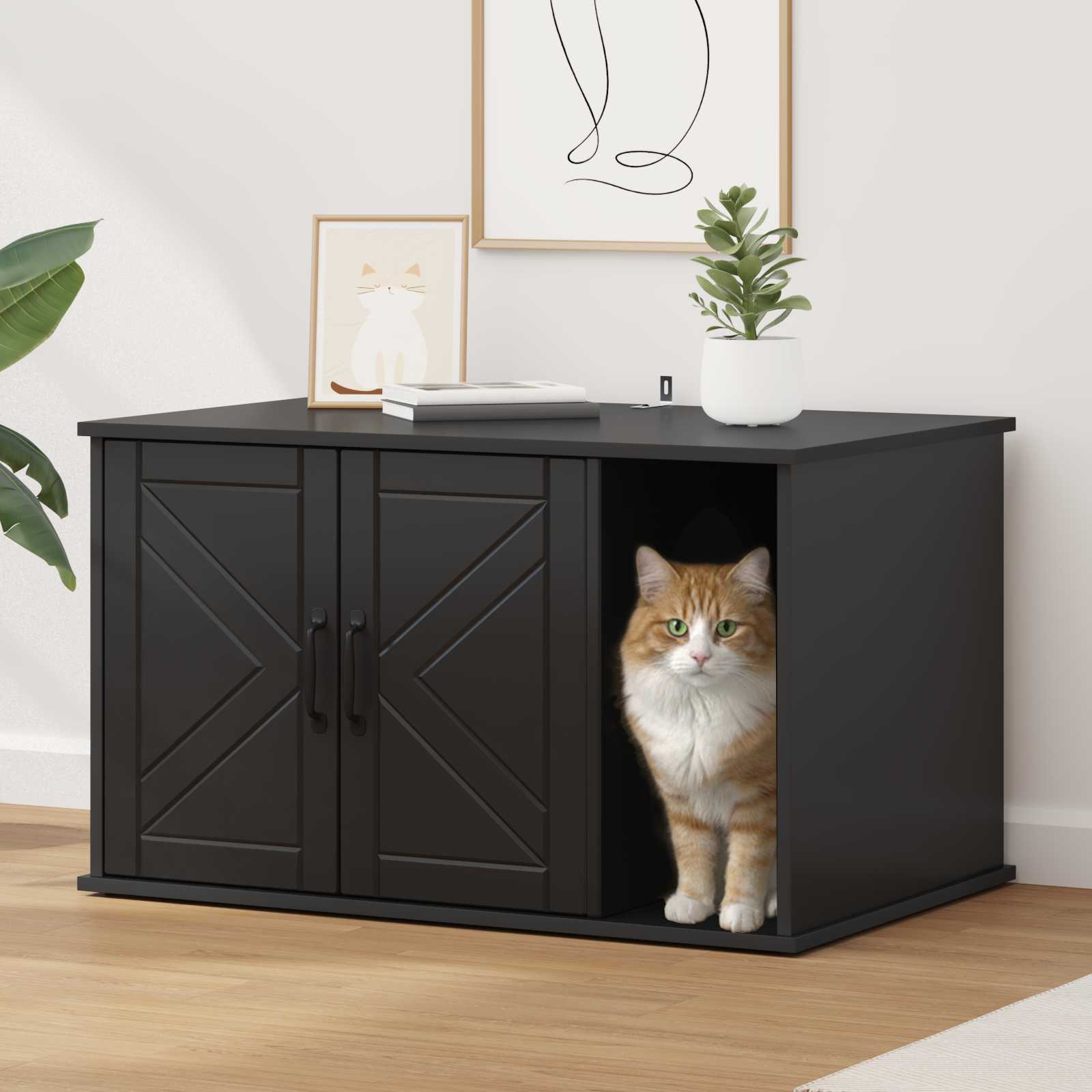 vidaXL Kattenhuis Wit 85 x 55 x 50 cm Bewerkt hout