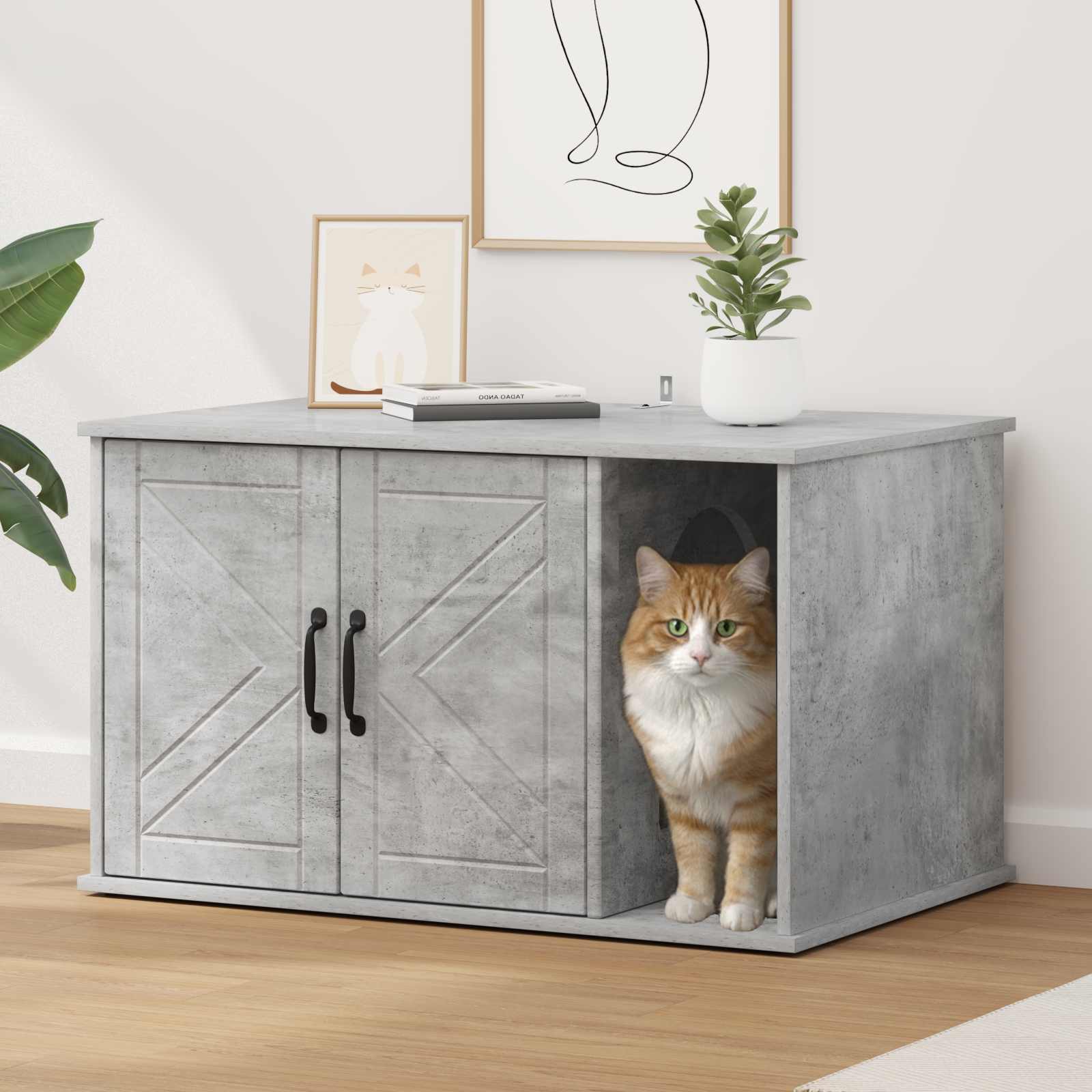 vidaXL Kattenhuis Wit 85 x 55 x 50 cm Bewerkt hout