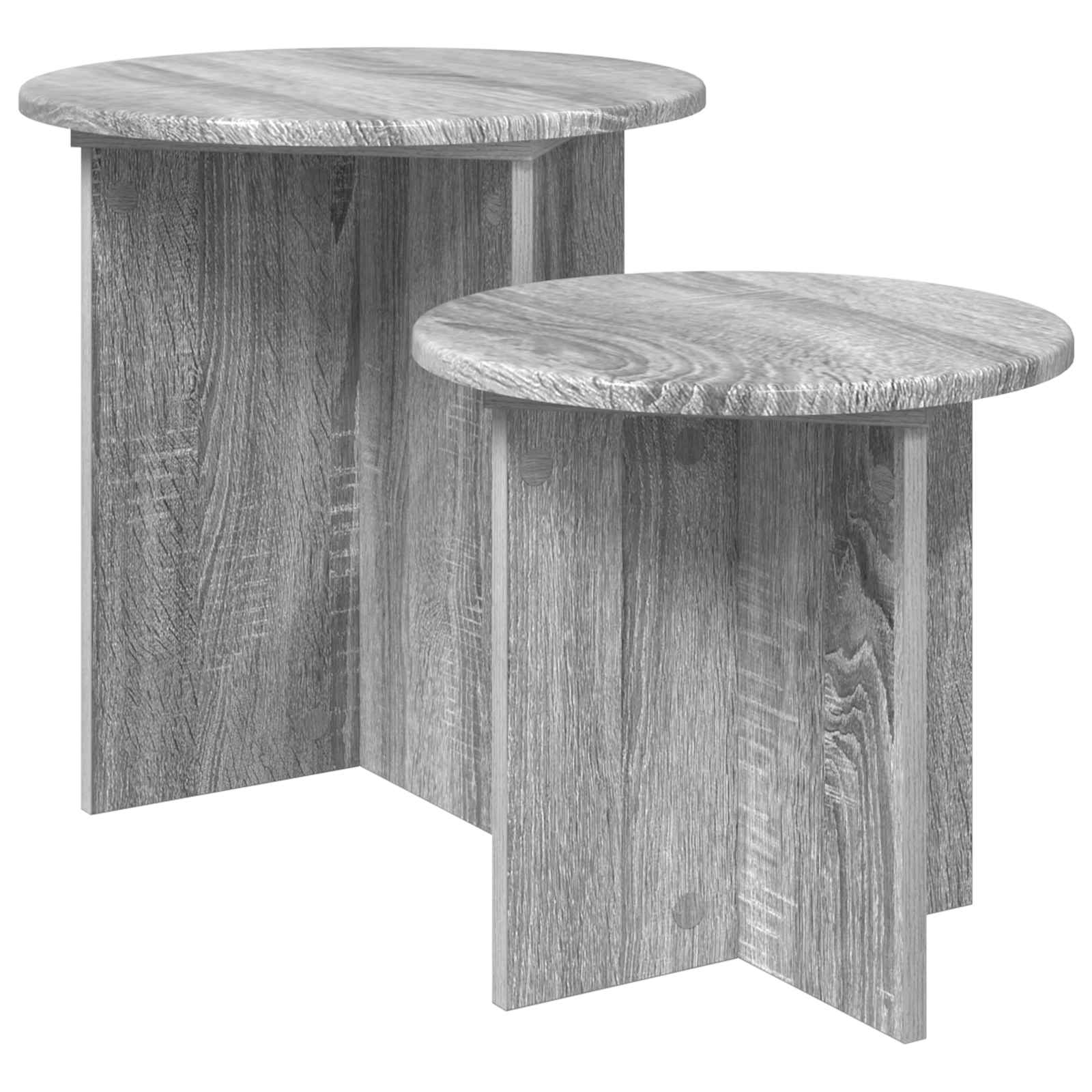 vidaXL Bijzettafelset 2 st Gerookt Eiken Bewerkt hout