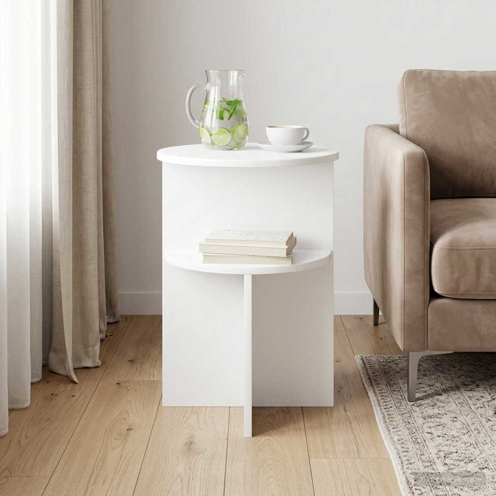 vidaXL Bijzettafel met opslag Wit Ø 39,5 x 55 cm Bewerkt hout