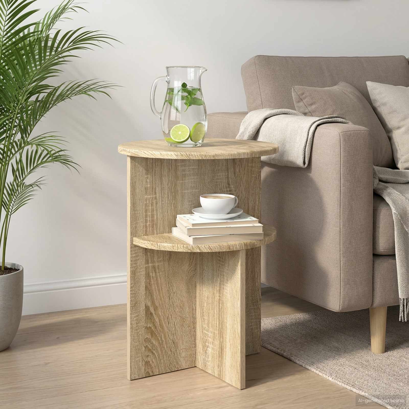vidaXL Bijzettafel met opslag Wit Ø 39,5 x 55 cm Bewerkt hout