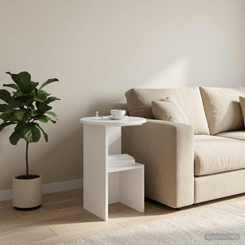 vidaXL Bijzettafel Wit Ø 39,5 x 55 cm Bewerkt hout