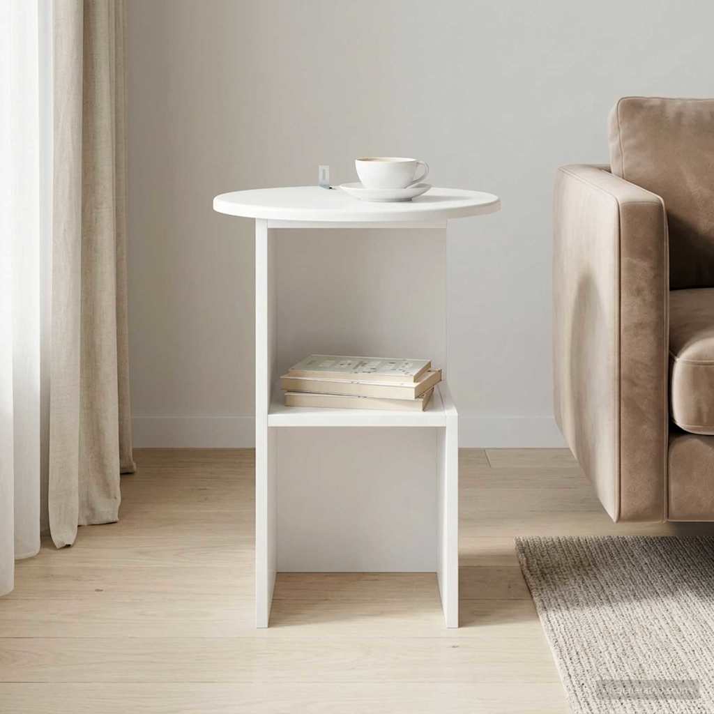 vidaXL Bijzettafel Wit Ø 39,5 x 55 cm Bewerkt hout