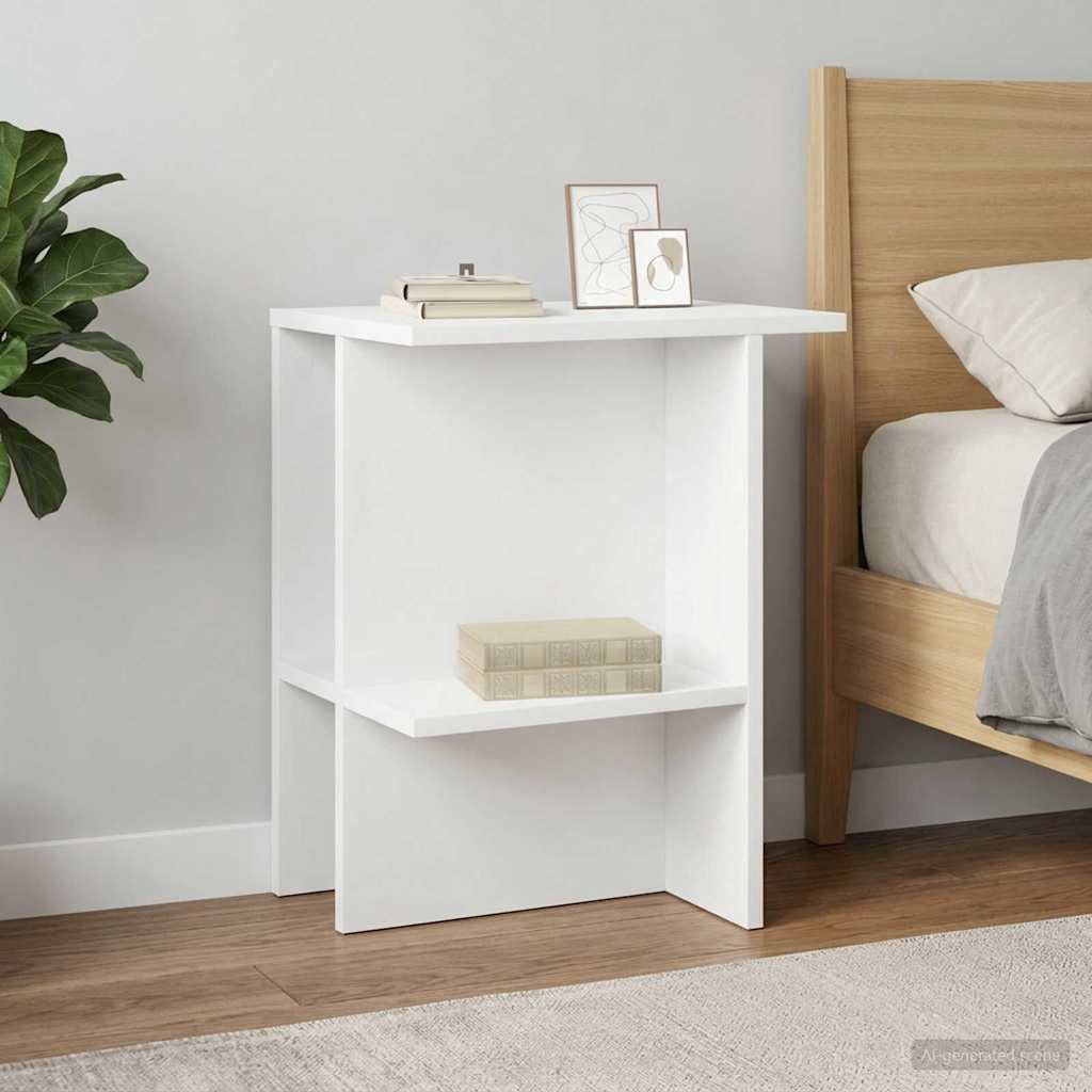 vidaXL Salontafel 2 pcs Wit 40 x 30 x 49 cm Bewerkt hout