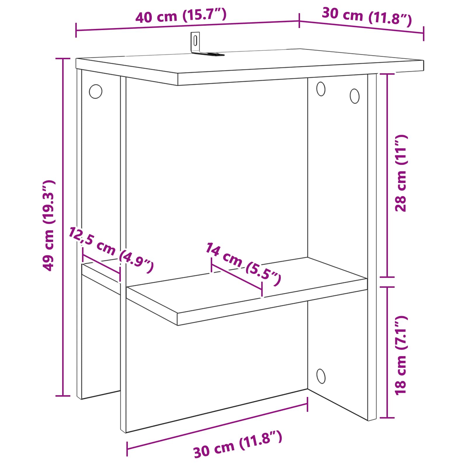 vidaXL Salontafel 2 pcs Wit 40 x 30 x 49 cm Bewerkt hout
