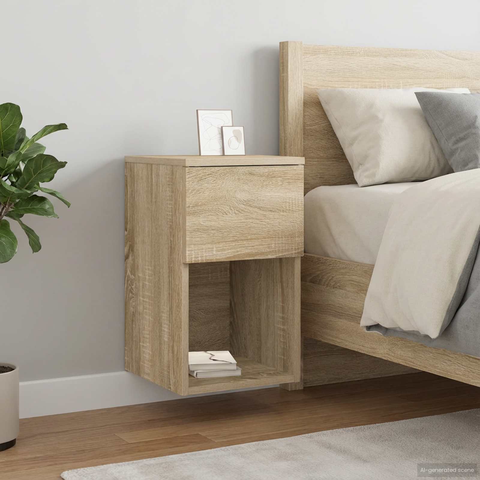 vidaXL Bed kast Wit 29 x 31,5 x 49 cm Bewerkt hout