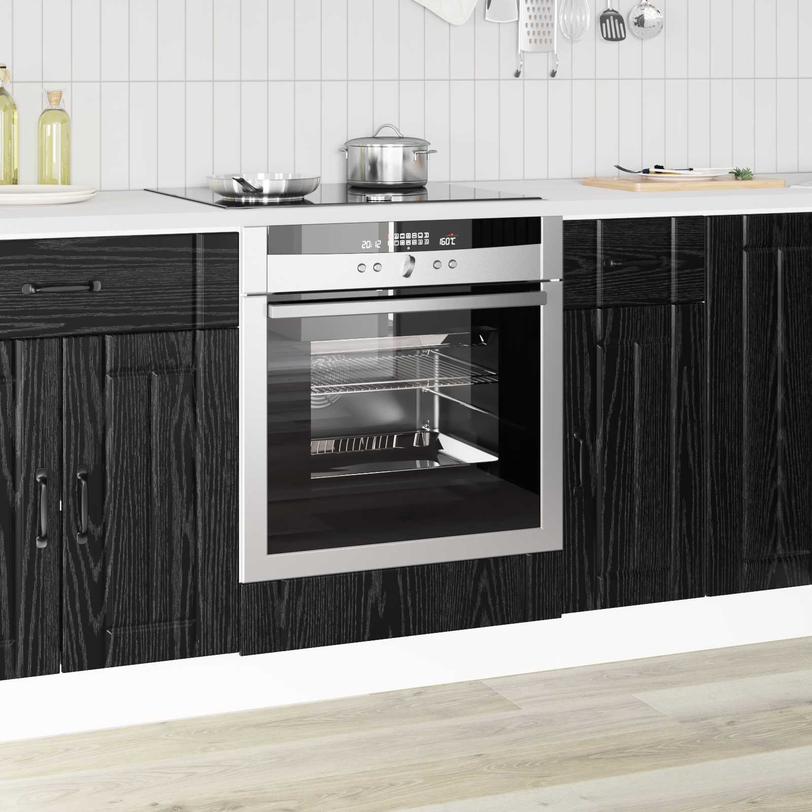vidaXL Keukenwandkast met glazen deur Lucca bewerkt hout zwart
