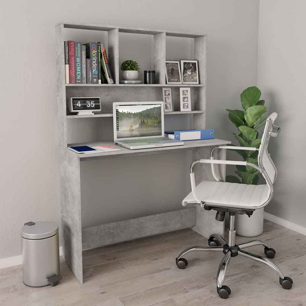 vidaXL Bureau met schappen 110x45x157 cm bewerkt hout wit