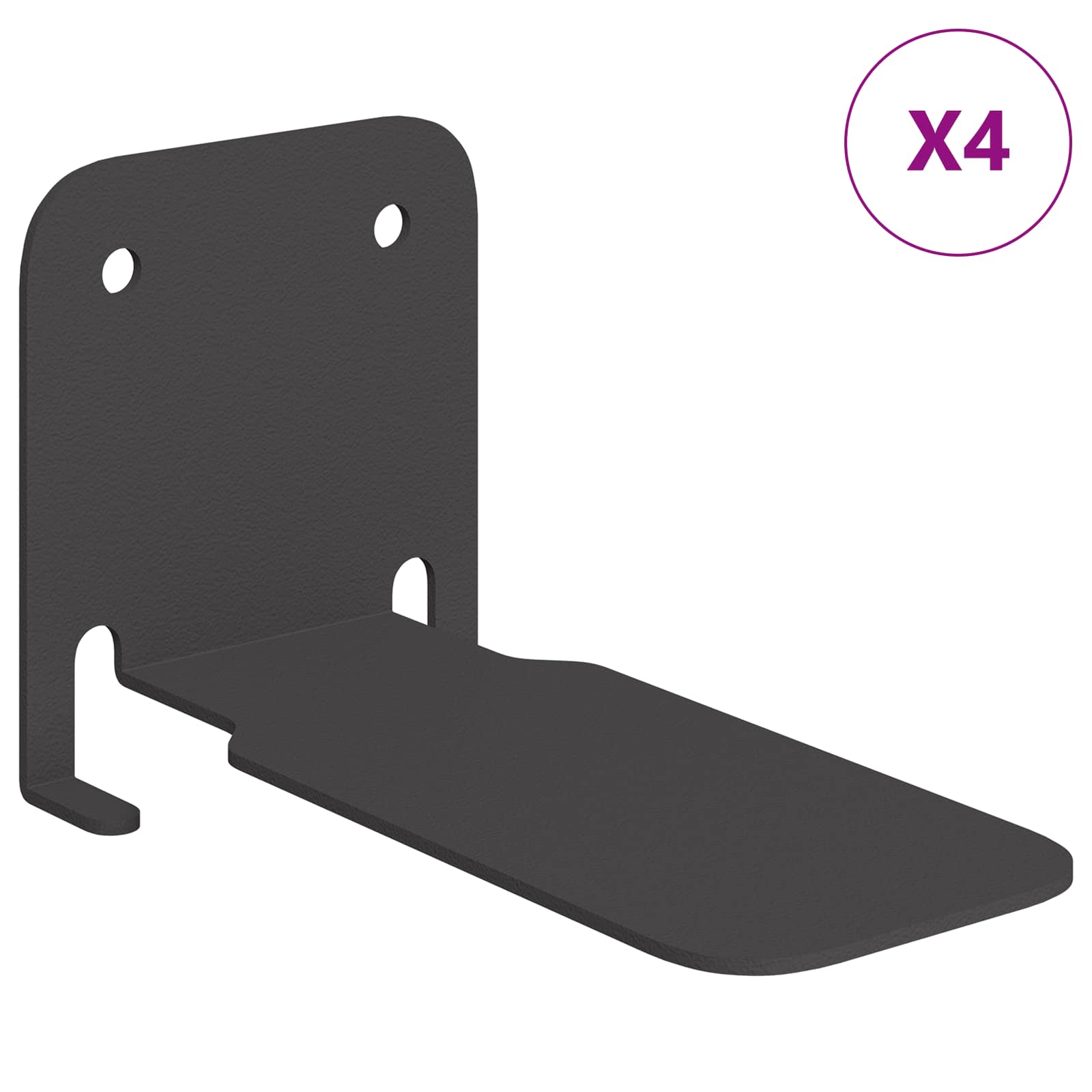 vidaXL Onzichtbare Zwevende Plank 4 pcs Zwart 6 x 11 x 6.5 cm Metaal