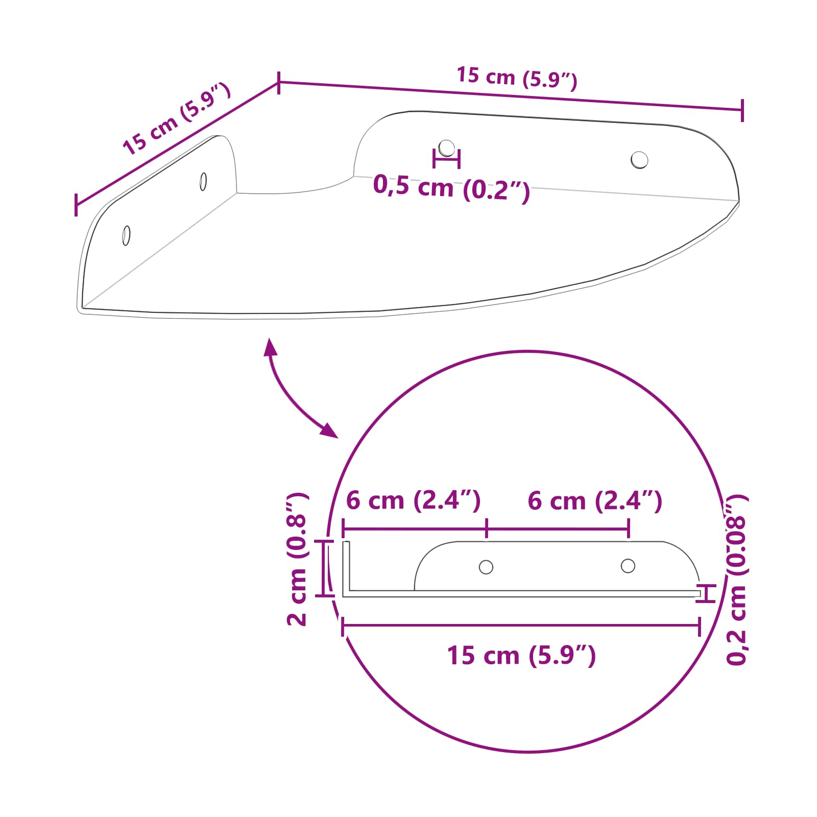 vidaXL Wandplank met plank met opslag 2 pcs Zwart 18 x 18 x 2.3 cm