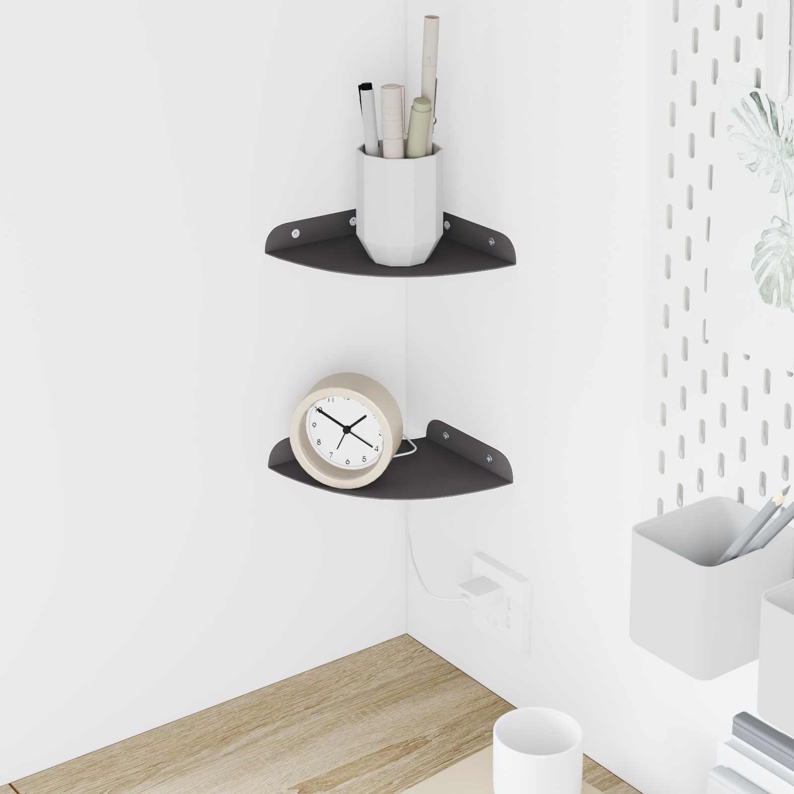vidaXL Wandplank met plank met opslag 2 pcs Zwart 18 x 18 x 2.3 cm