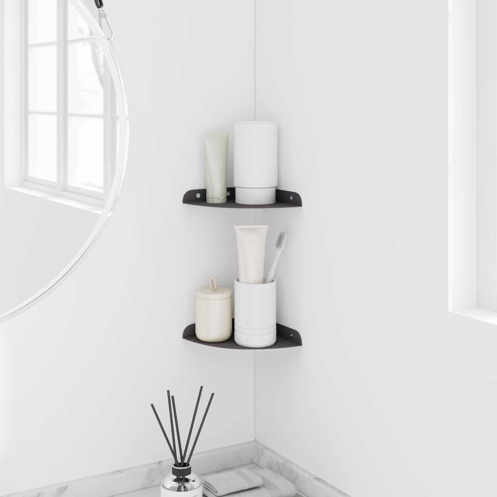 vidaXL Wandplank met plank met opslag 2 pcs Zwart 18 x 18 x 2.3 cm