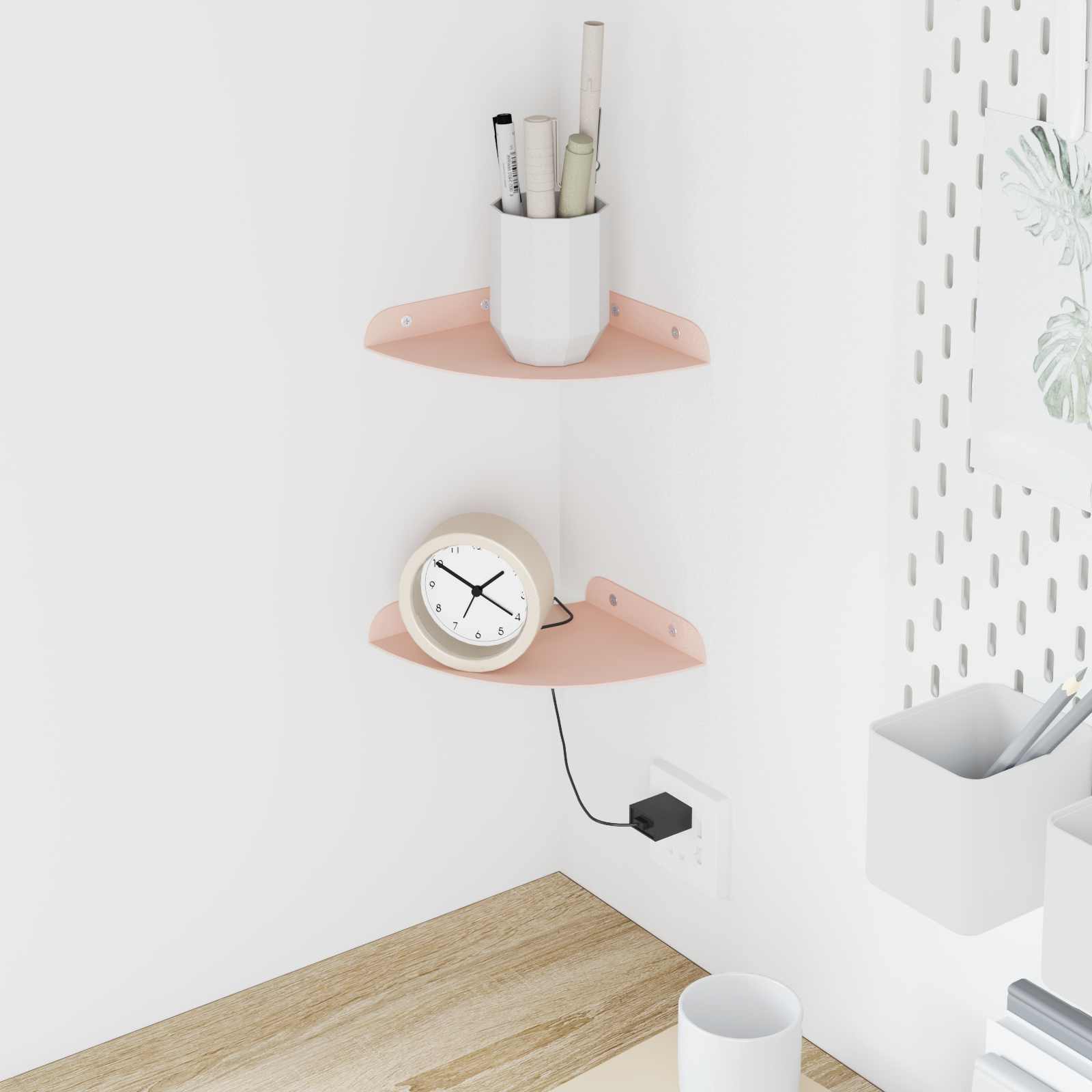 vidaXL Wandplank met plank met opslag 2 pcs Zwart 18 x 18 x 2.3 cm