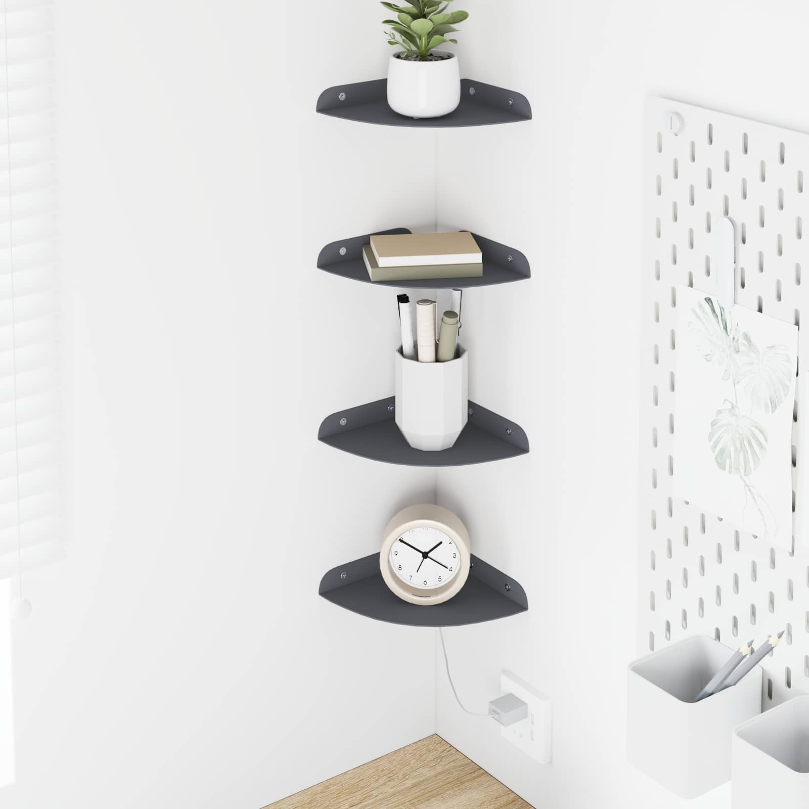 vidaXL Wandplank met plank met opslag 2 pcs Zwart 18 x 18 x 2.3 cm