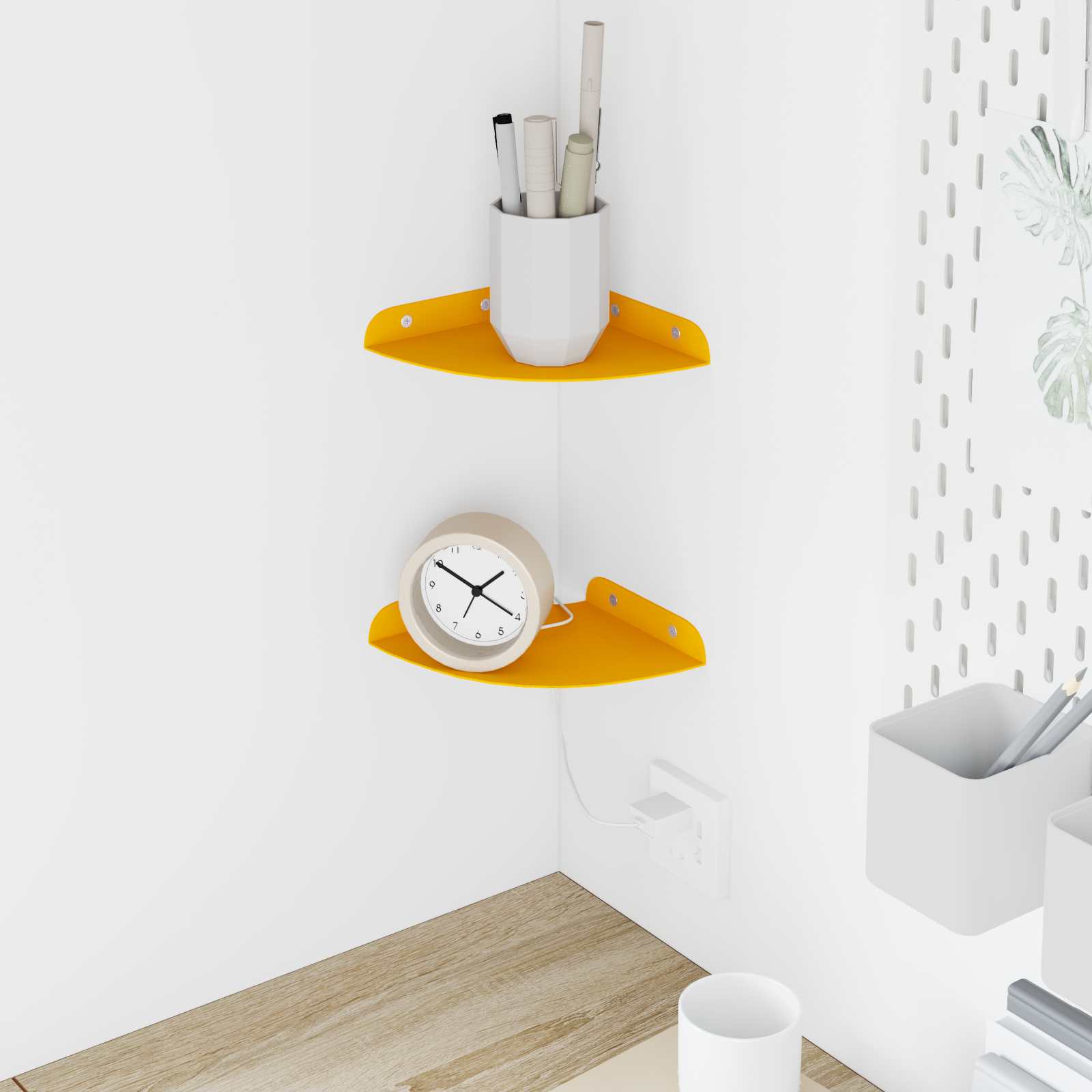 vidaXL Wandplank met plank met opslag 2 pcs Zwart 18 x 18 x 2.3 cm