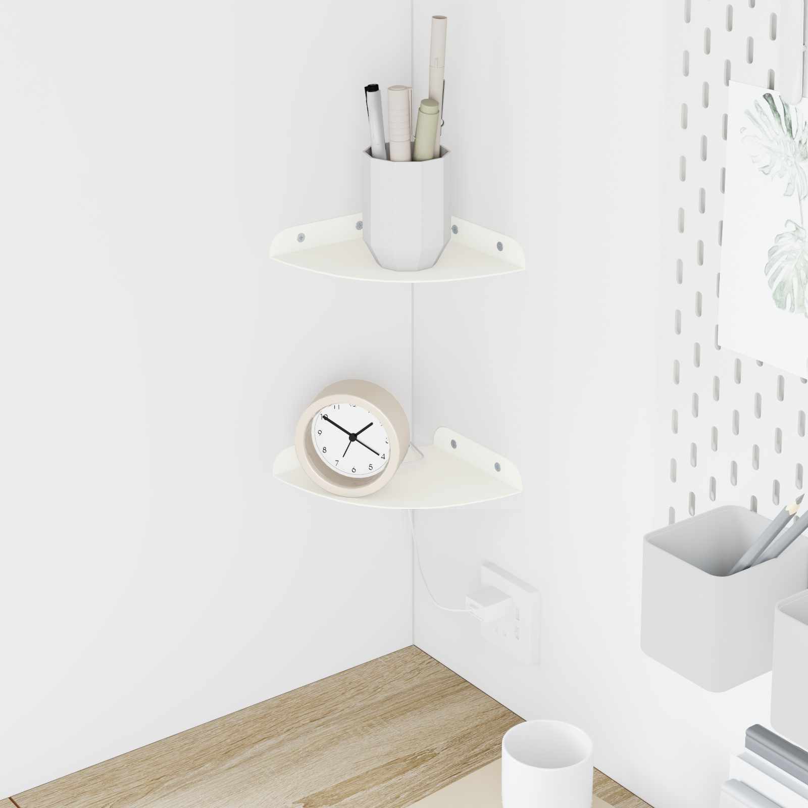 vidaXL Wandplank met plank met opslag 2 pcs Zwart 18 x 18 x 2.3 cm
